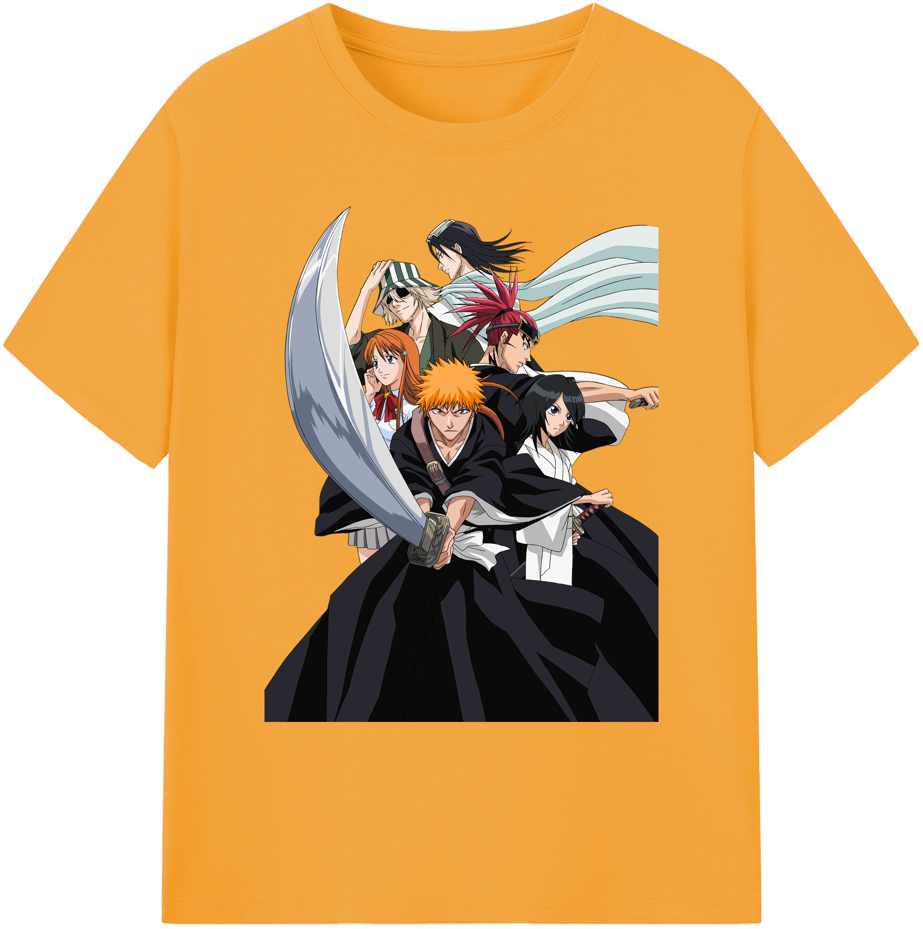 （画像用） ブリーチ 黒崎一護（くろさき いちご）BLEACH Kurosaki Ichigo 綿100％ メンズ半袖Tシャツ｜肌触りやわらか＆通気性