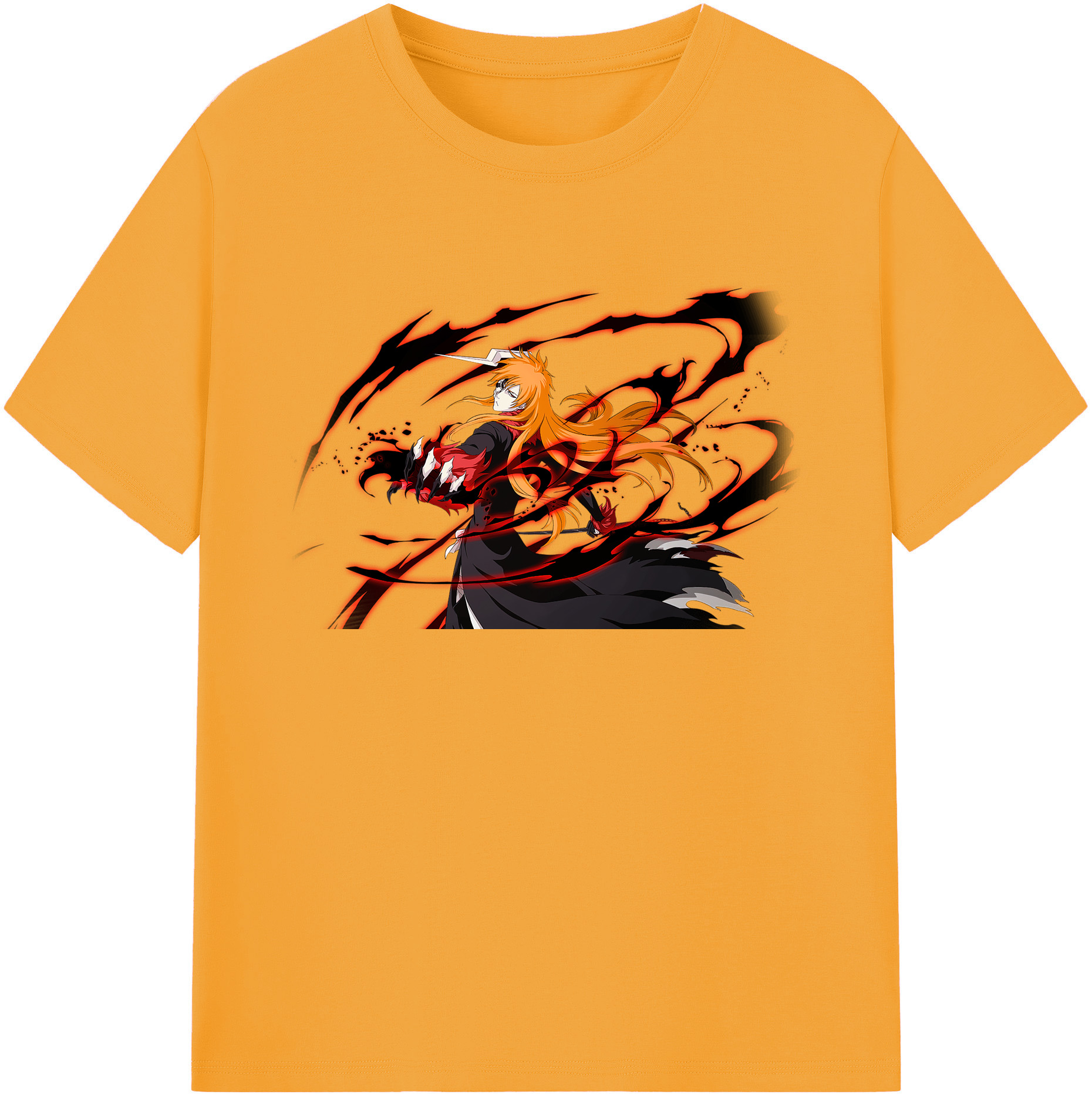 （画像用） ブリーチ 黒崎一護（くろさき いちご）BLEACH Kurosaki Ichigo 綿100％ メンズ半袖Tシャツ｜肌触りやわらか＆通気性