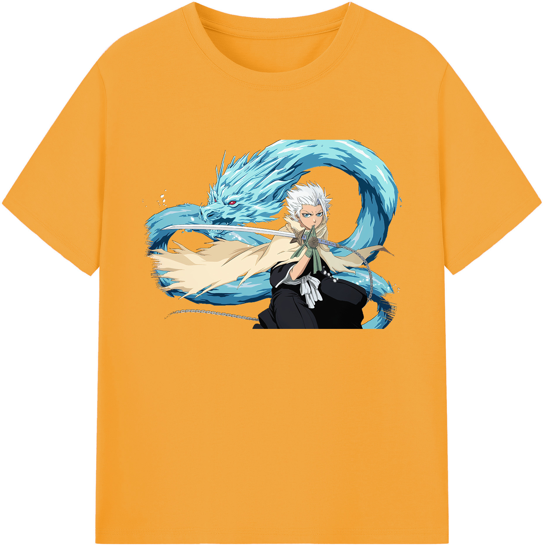 （画像用） ブリーチ 日番谷冬獅郎（ひつがや とうしろう） BLEACH Hitsugaya Toushirou 綿100％ メンズ半袖Tシャツ｜肌触りやわらか＆通気性