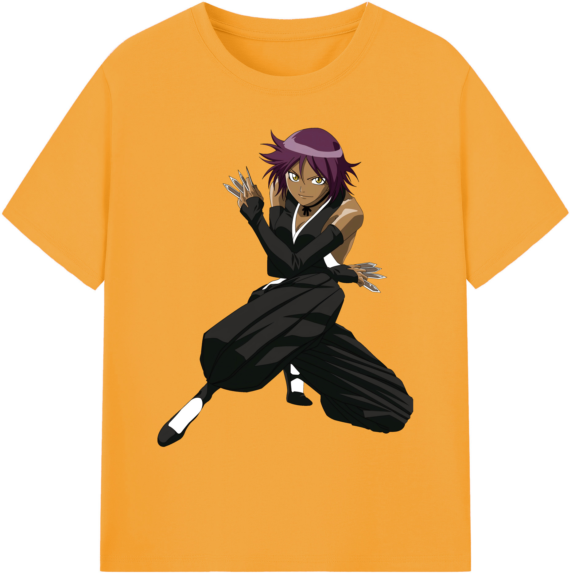 （画像用） ブリーチ 四楓院 夜一（しほういん よるいち） BLEACH Shihouin Yoruichi 綿100％ メンズ半袖Tシャツ｜肌触りやわらか＆通気性