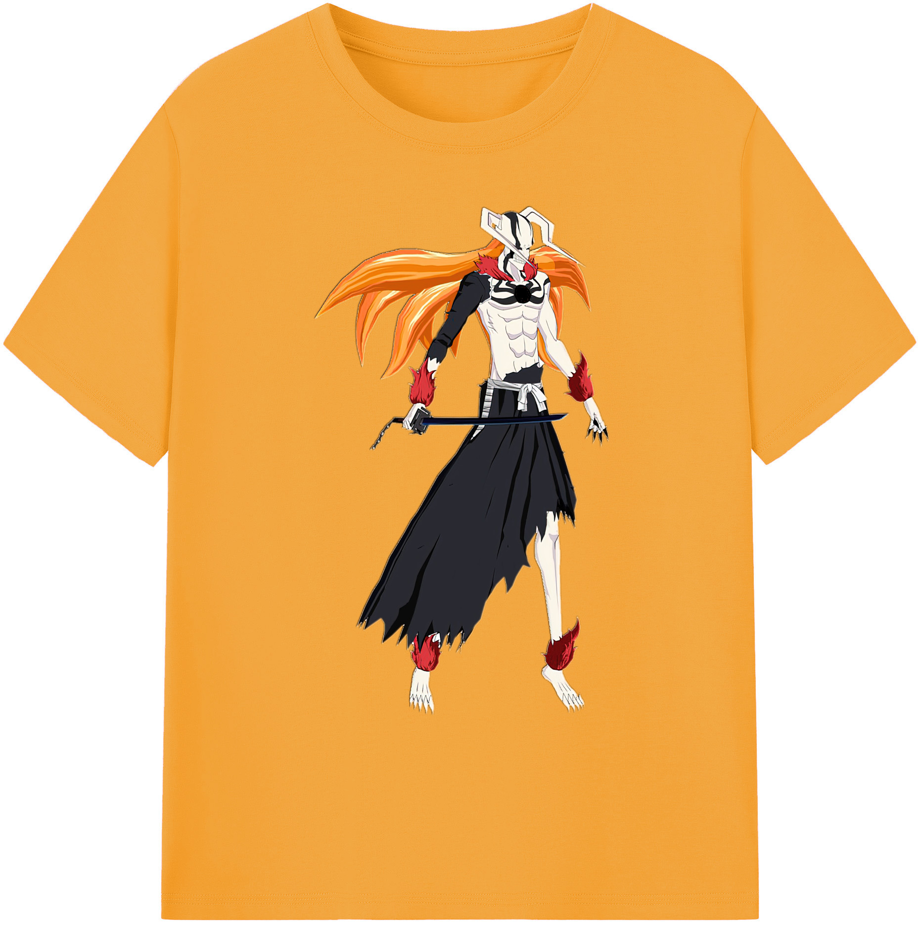 （画像用） ブリーチ 黒崎一護（くろさき いちご）BLEACH Kurosaki Ichigo 綿100％ メンズ半袖Tシャツ｜肌触りやわらか＆通気性