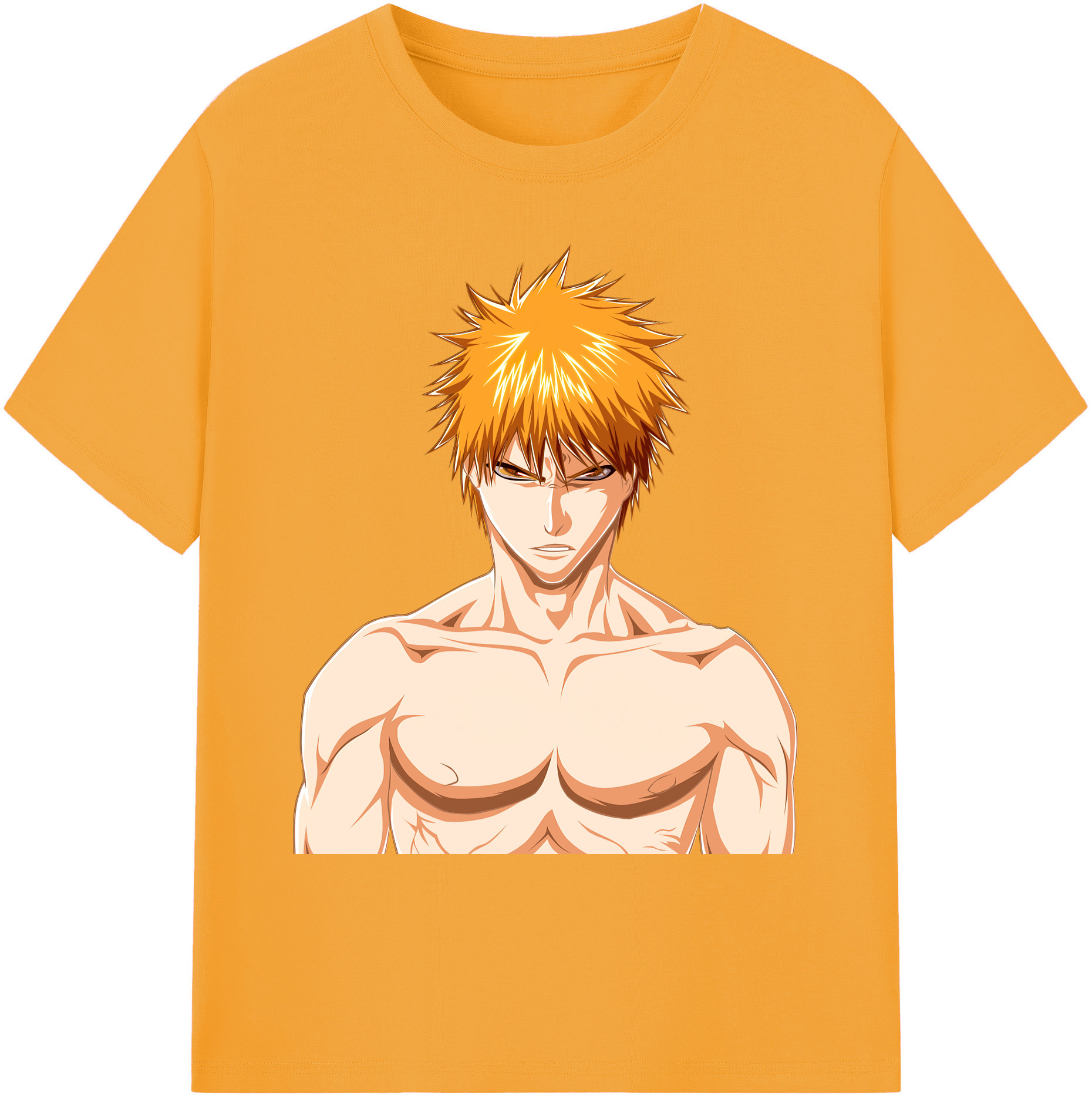 （画像用） ブリーチ 黒崎一護（くろさき いちご）BLEACH Kurosaki Ichigo 綿100％ メンズ半袖Tシャツ｜肌触りやわらか＆通気性