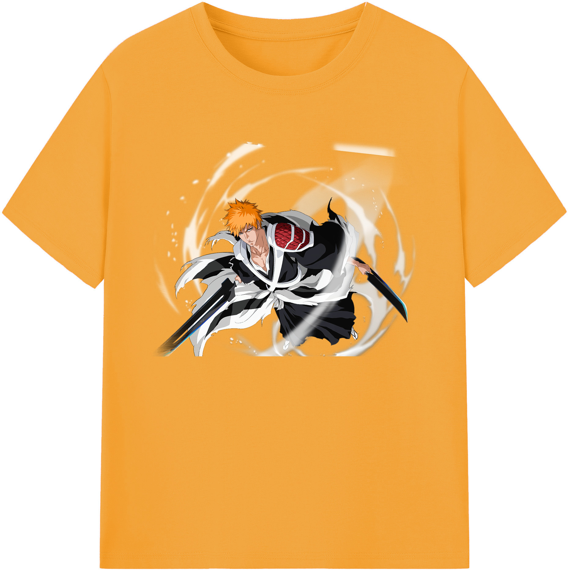 （画像用） ブリーチ 黒崎一護（くろさき いちご）BLEACH Kurosaki Ichigo 綿100％ メンズ半袖Tシャツ｜肌触りやわらか＆通気性