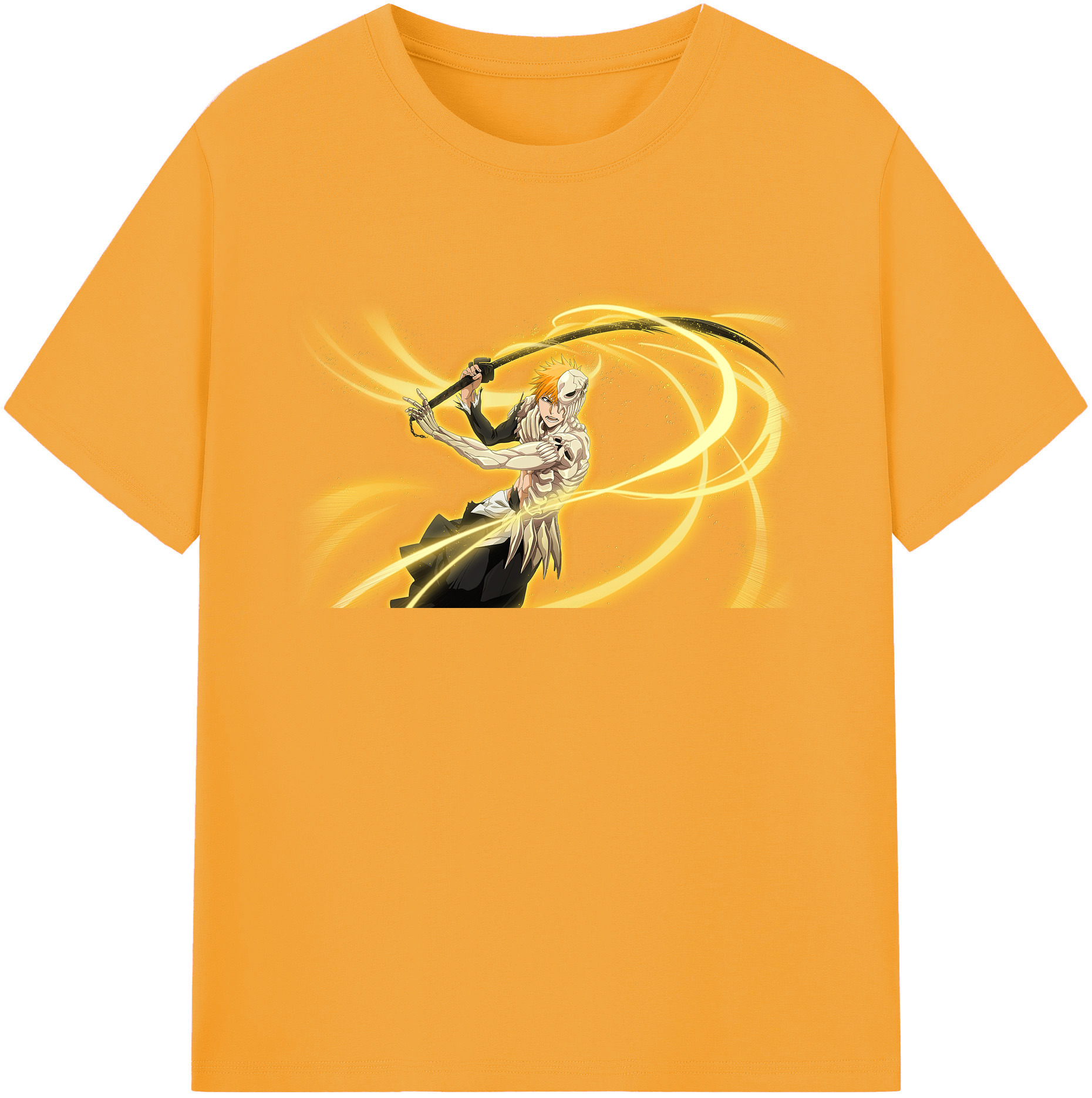（画像用） ブリーチ 黒崎一護（くろさき いちご）BLEACH Kurosaki Ichigo 綿100％ メンズ半袖Tシャツ｜肌触りやわらか＆通気性