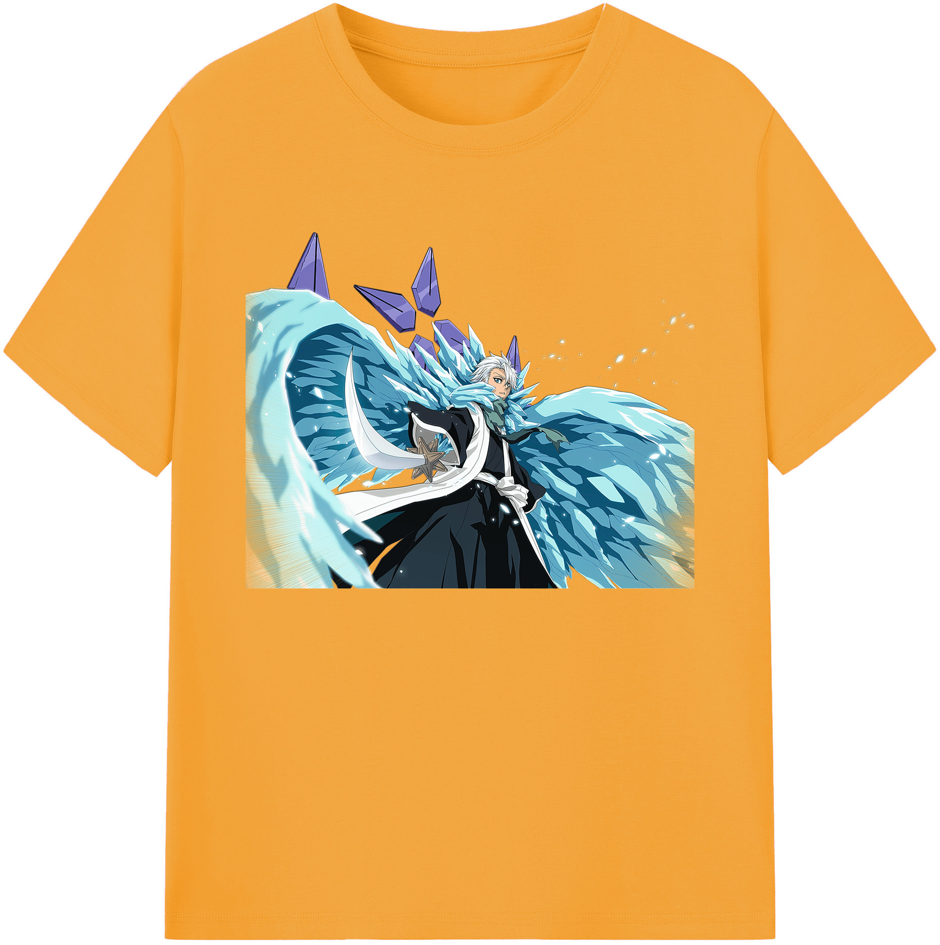 （画像用） ブリーチ 日番谷冬獅郎（ひつがや とうしろう） BLEACH Hitsugaya Toushirou 綿100％ メンズ半袖Tシャツ｜肌触りやわらか＆通気性