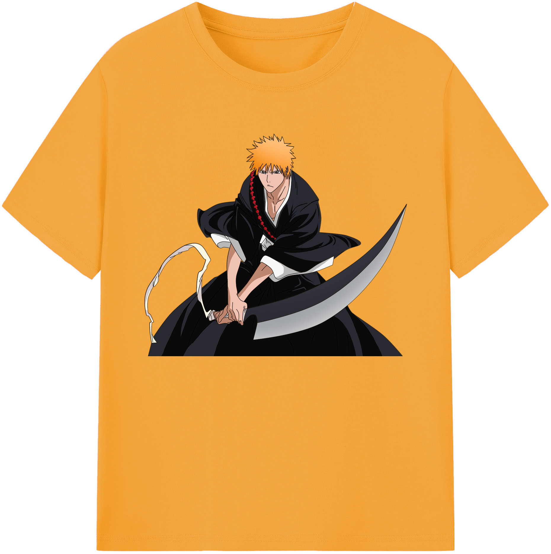（画像用） ブリーチ 黒崎一護（くろさき いちご）BLEACH Kurosaki Ichigo 綿100％ メンズ半袖Tシャツ｜肌触りやわらか＆通気性