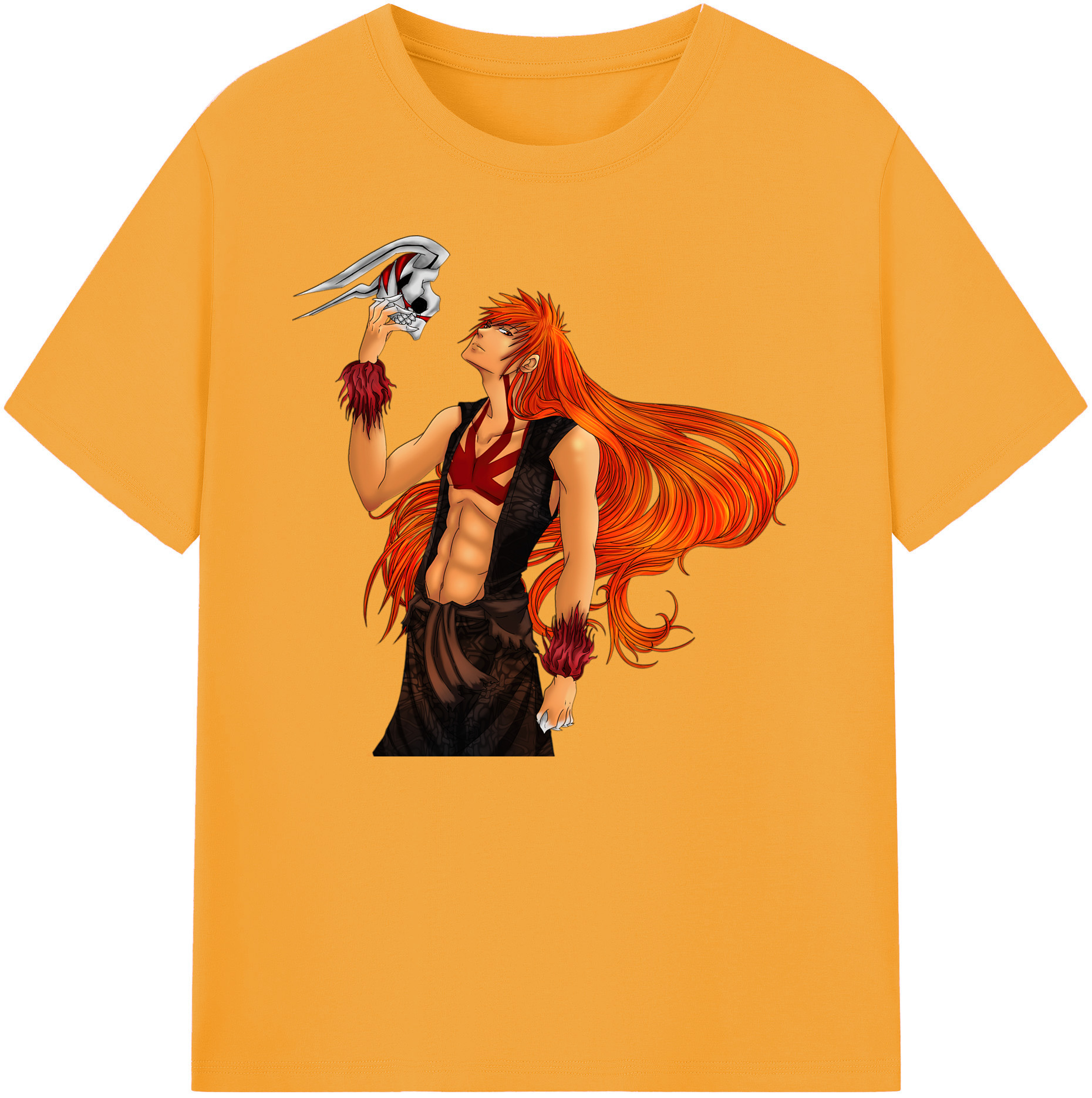 （画像用） ブリーチ 黒崎一護（くろさき いちご）BLEACH Kurosaki Ichigo 綿100％ メンズ半袖Tシャツ｜肌触りやわらか＆通気性