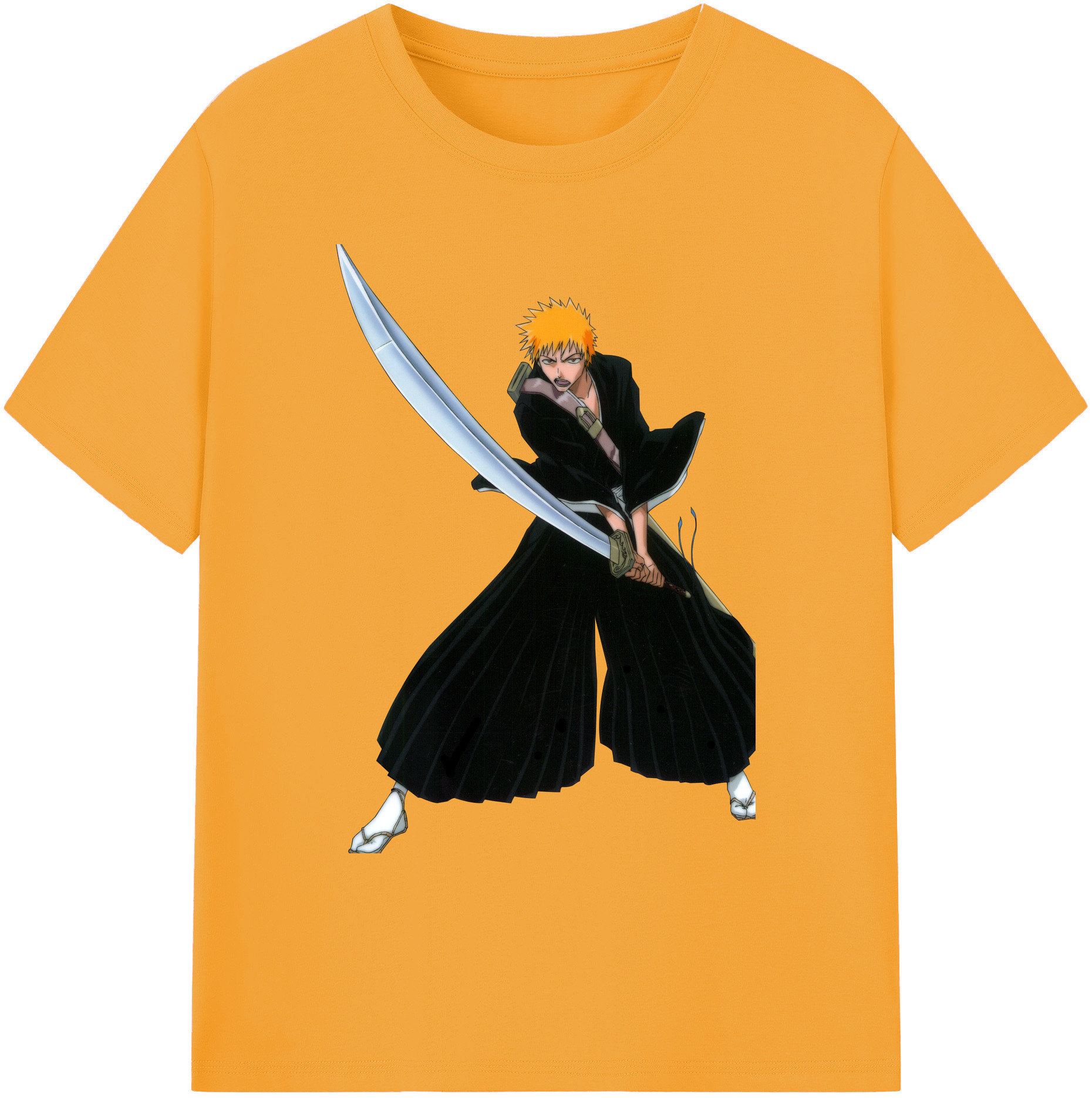 （画像用） ブリーチ 黒崎一護（くろさき いちご）BLEACH Kurosaki Ichigo 綿100％ メンズ半袖Tシャツ｜肌触りやわらか＆通気性