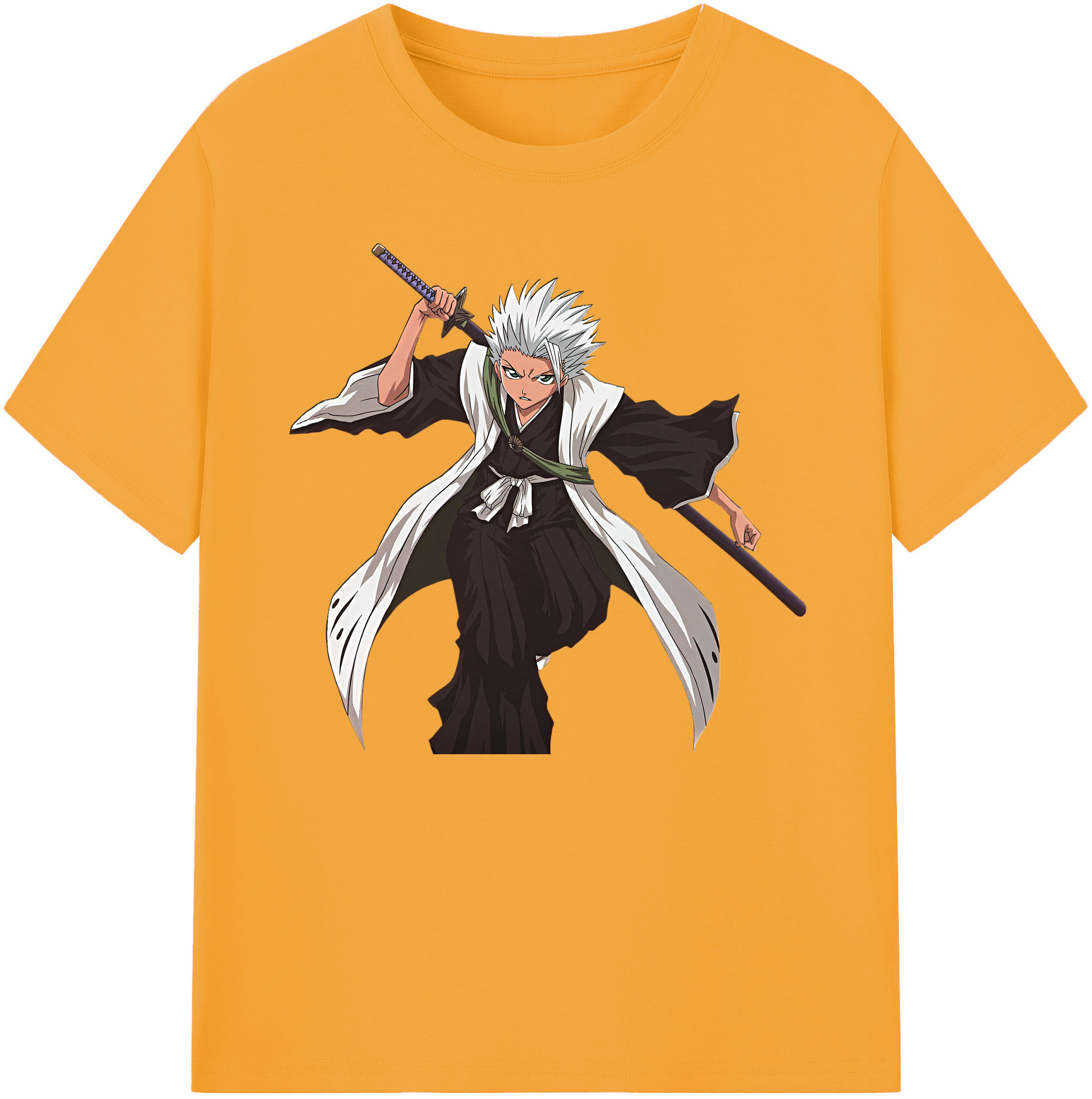 （画像用） ブリーチ 日番谷冬獅郎（ひつがや とうしろう） BLEACH Hitsugaya Toushirou 綿100％ メンズ半袖Tシャツ｜肌触りやわらか＆通気性
