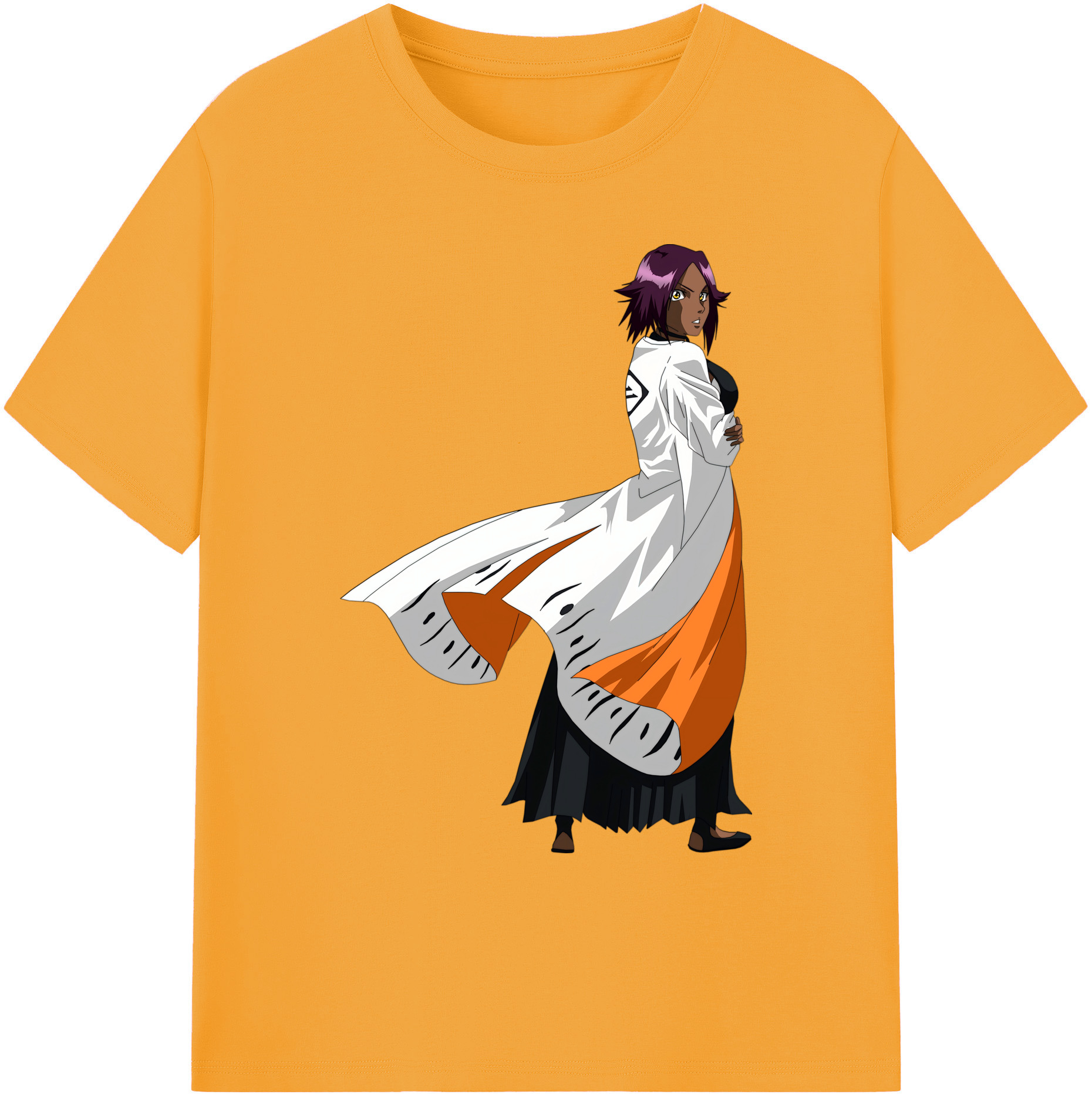 （画像用） ブリーチ 四楓院 夜一（しほういん よるいち） BLEACH Shihouin Yoruichi 綿100％ メンズ半袖Tシャツ｜肌触りやわらか＆通気性