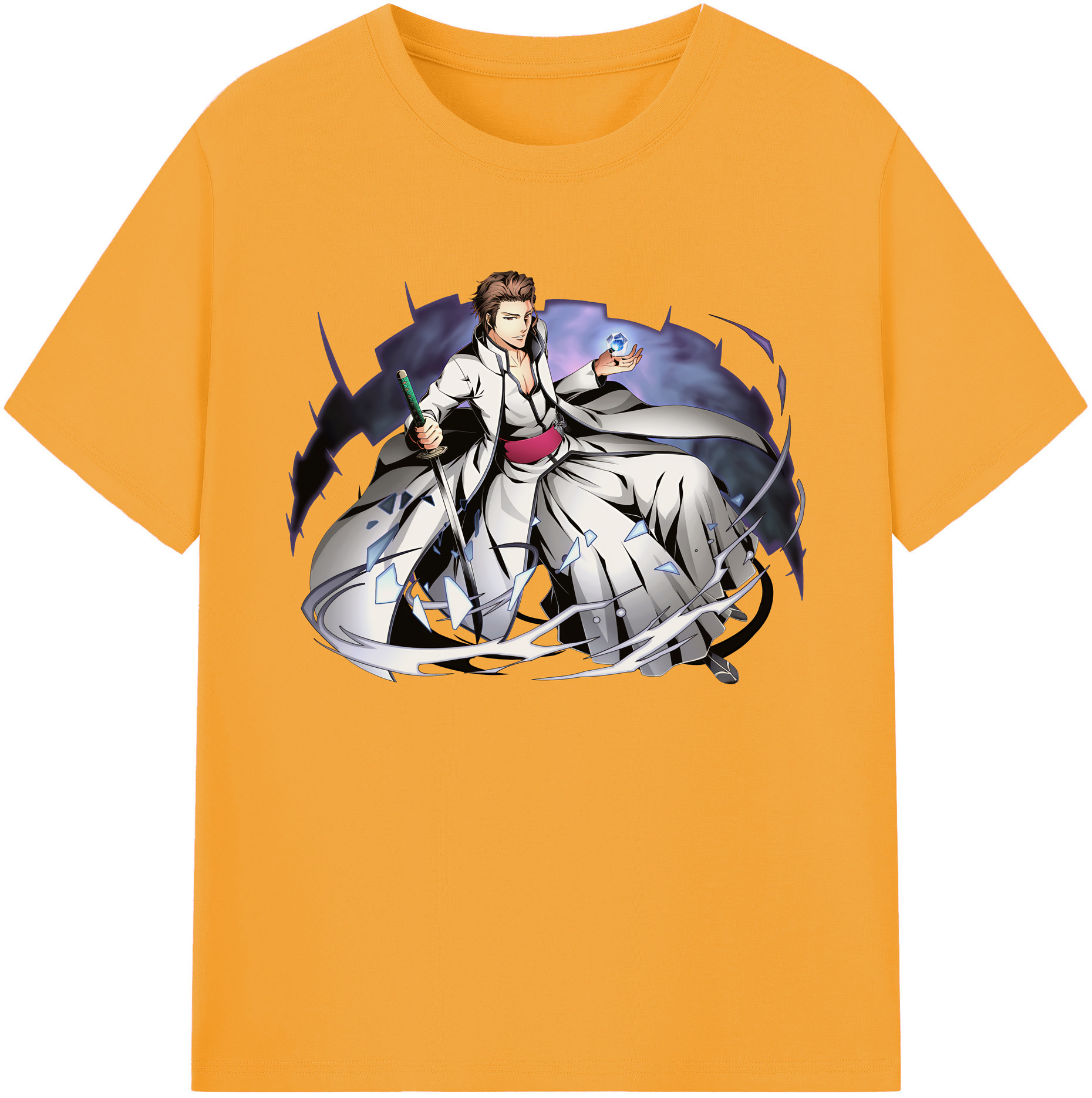 （画像用） ブリーチ 藍染 惣右介（あいぜん そうすけ） BLEACH Aizen Sousuke 綿100％ メンズ半袖Tシャツ｜肌触りやわらか＆通気性