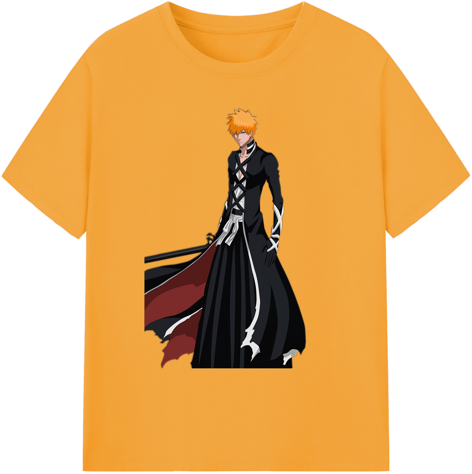 （画像用） ブリーチ 黒崎一護（くろさき いちご）BLEACH Kurosaki Ichigo 綿100％ メンズ半袖Tシャツ｜肌触りやわらか＆通気性