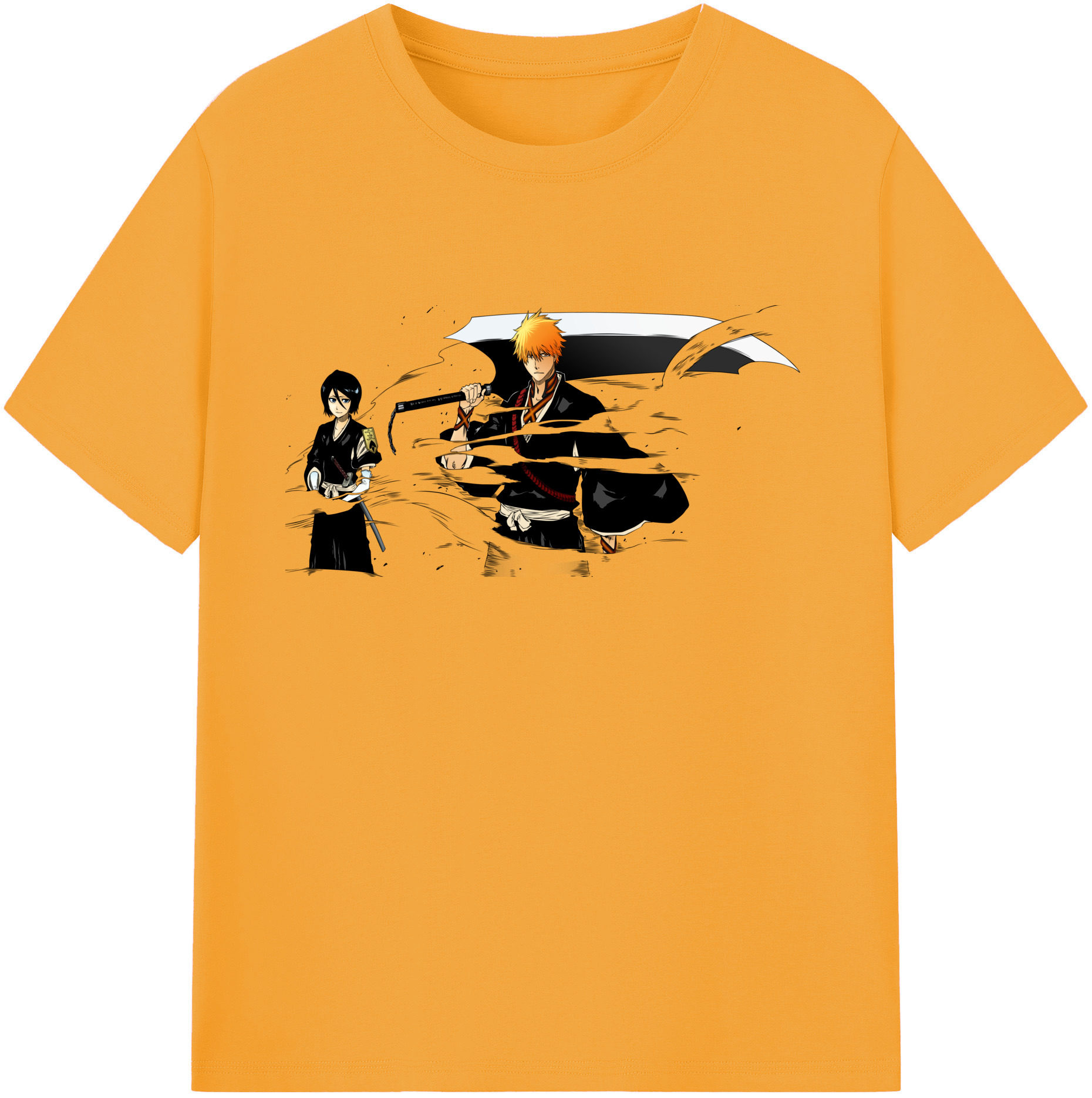 （画像用） ブリーチ 黒崎一護（くろさき いちご）BLEACH Kurosaki Ichigo 綿100％ メンズ半袖Tシャツ｜肌触りやわらか＆通気性