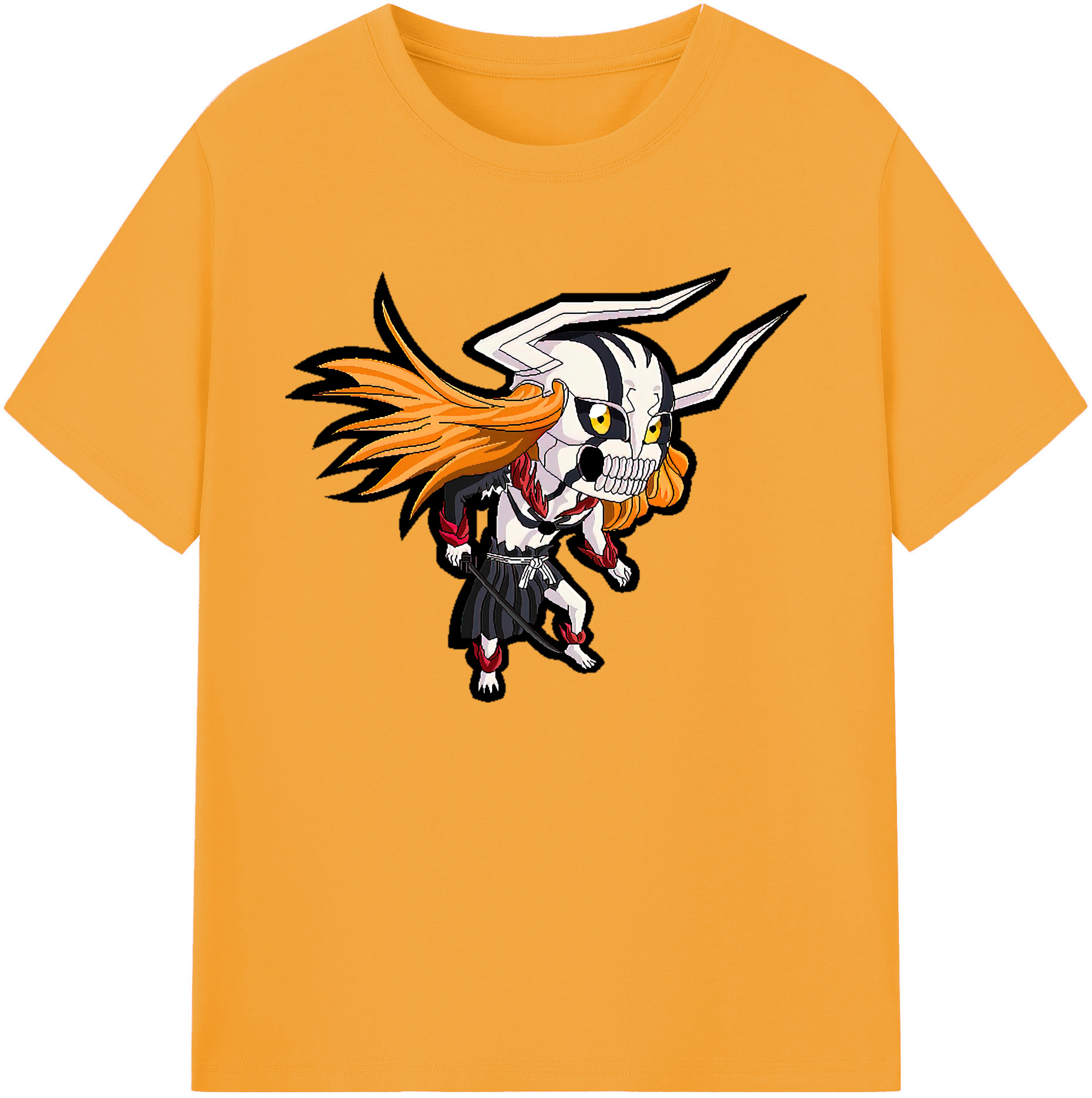（画像用） ブリーチ 黒崎一護（くろさき いちご）BLEACH Kurosaki Ichigo 綿100％ メンズ半袖Tシャツ｜肌触りやわらか＆通気性