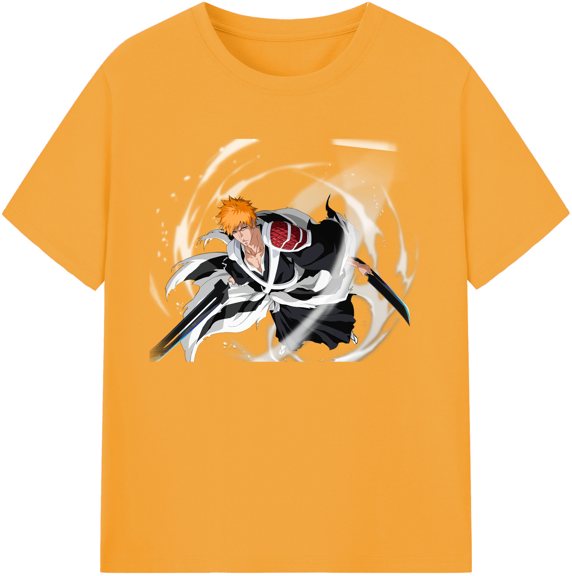 （画像用） ブリーチ 黒崎一護（くろさき いちご）BLEACH Kurosaki Ichigo 綿100％ メンズ半袖Tシャツ｜肌触りやわらか＆通気性