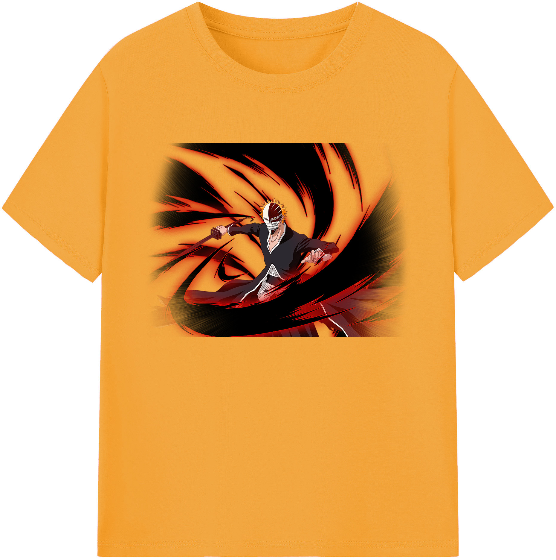（画像用） ブリーチ 黒崎一護（くろさき いちご）BLEACH Kurosaki Ichigo 綿100％ メンズ半袖Tシャツ｜肌触りやわらか＆通気性