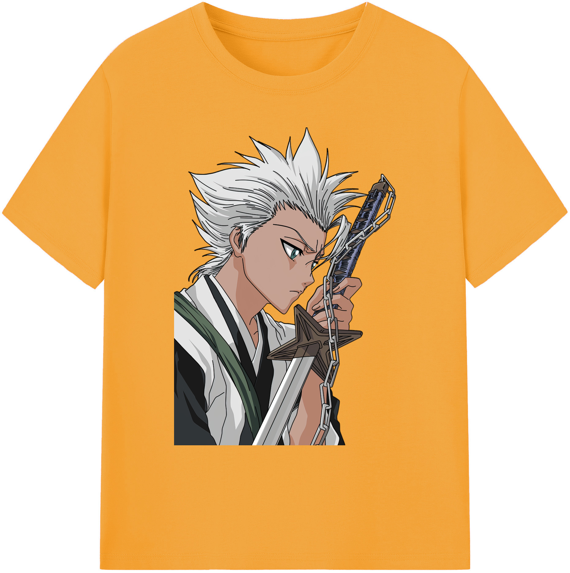 （画像用） ブリーチ 日番谷冬獅郎（ひつがや とうしろう） BLEACH Hitsugaya Toushirou 綿100％ メンズ半袖Tシャツ｜肌触りやわらか＆通気性
