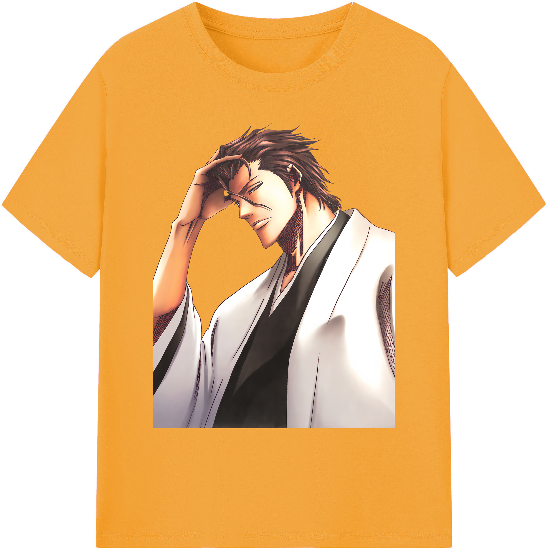 （画像用） ブリーチ 藍染 惣右介（あいぜん そうすけ） BLEACH Aizen Sousuke 綿100％ メンズ半袖Tシャツ｜肌触りやわらか＆通気性