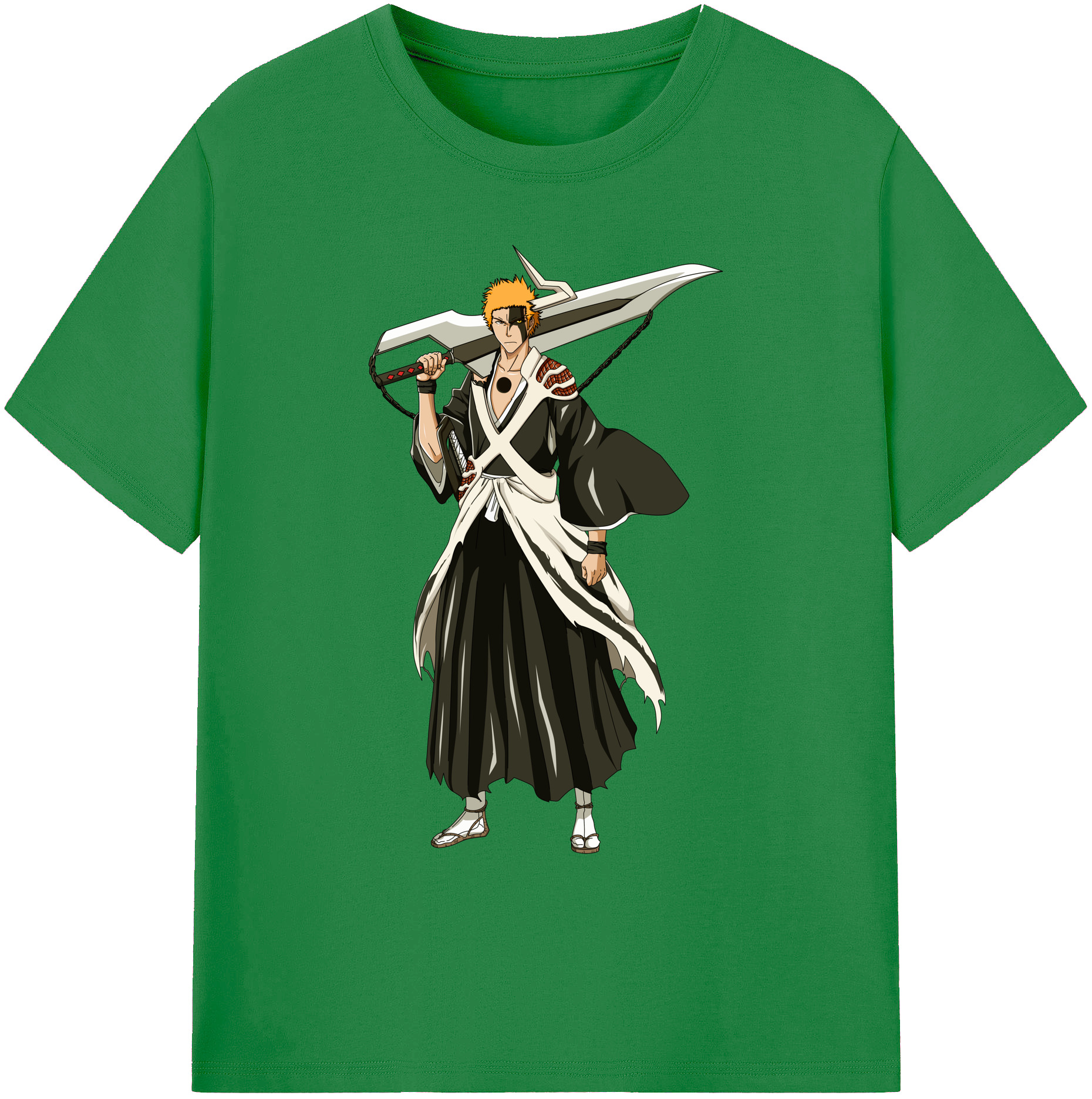 （画像用） ブリーチ 黒崎一護（くろさき いちご）BLEACH Kurosaki Ichigo 綿100％ メンズ半袖Tシャツ｜肌触りやわらか＆通気性