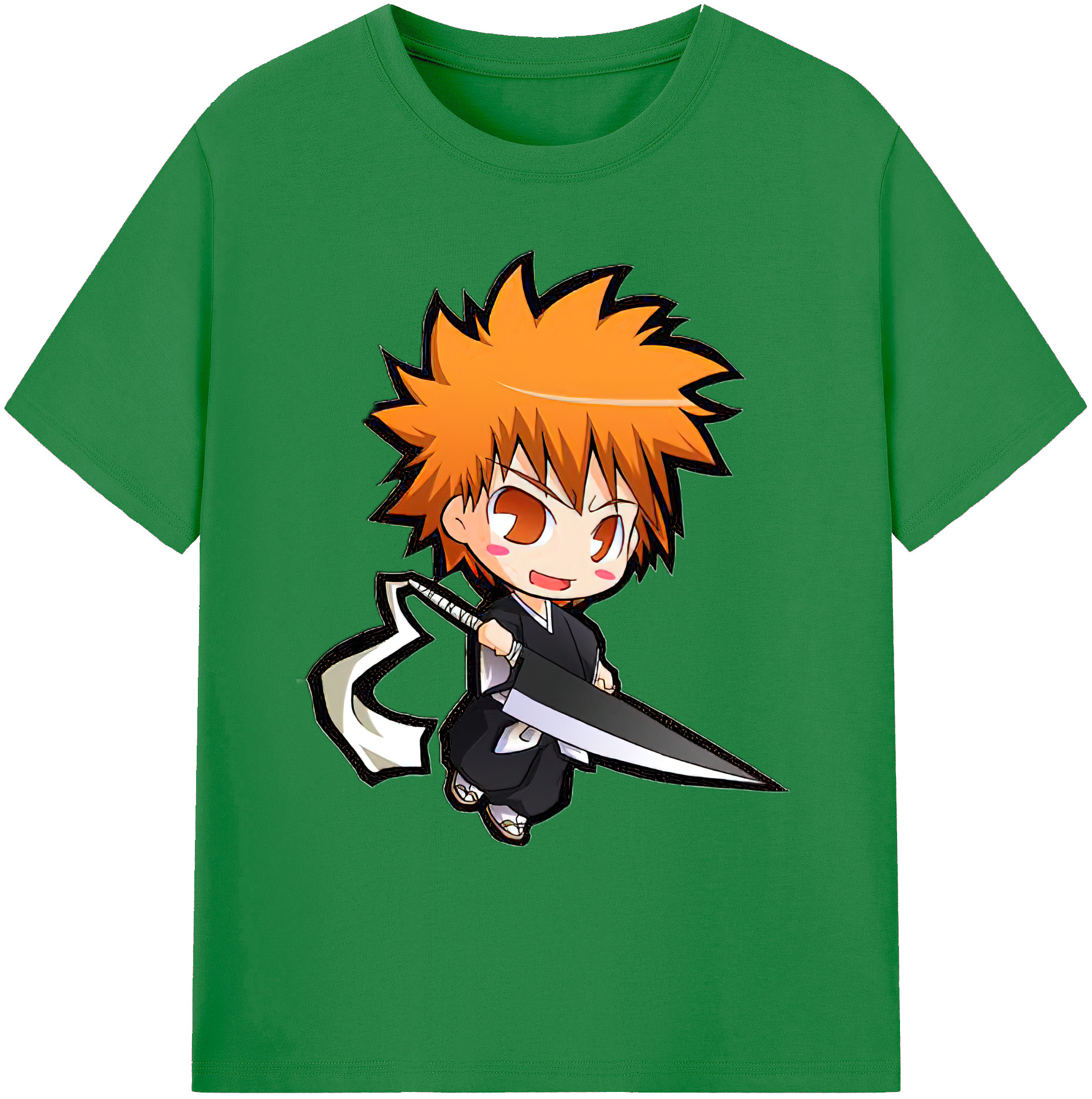 （画像用） ブリーチ 黒崎一護（くろさき いちご）BLEACH Kurosaki Ichigo 綿100％ メンズ半袖Tシャツ｜肌触りやわらか＆通気性