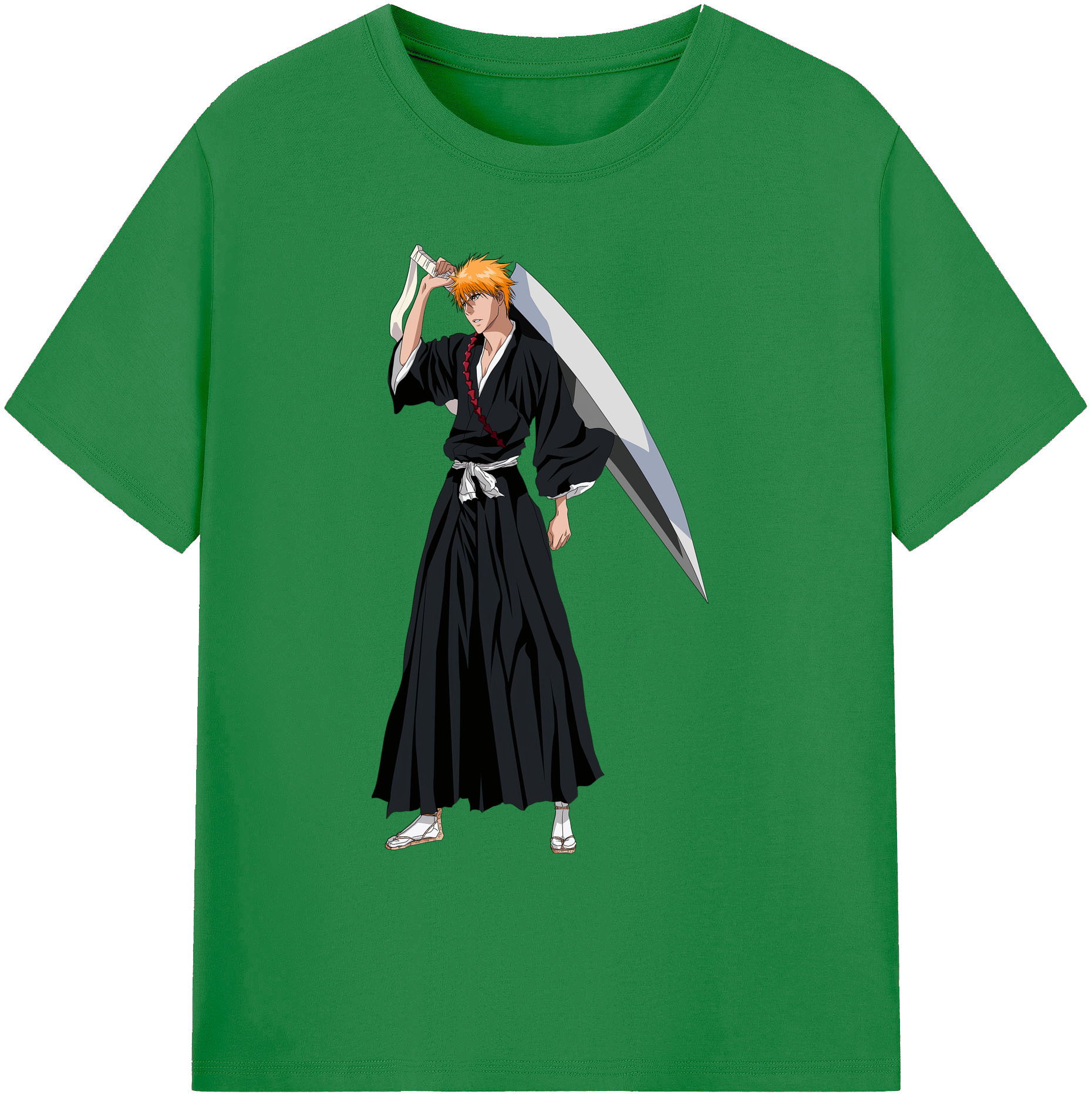 （画像用） ブリーチ 黒崎一護（くろさき いちご）BLEACH Kurosaki Ichigo 綿100％ メンズ半袖Tシャツ｜肌触りやわらか＆通気性