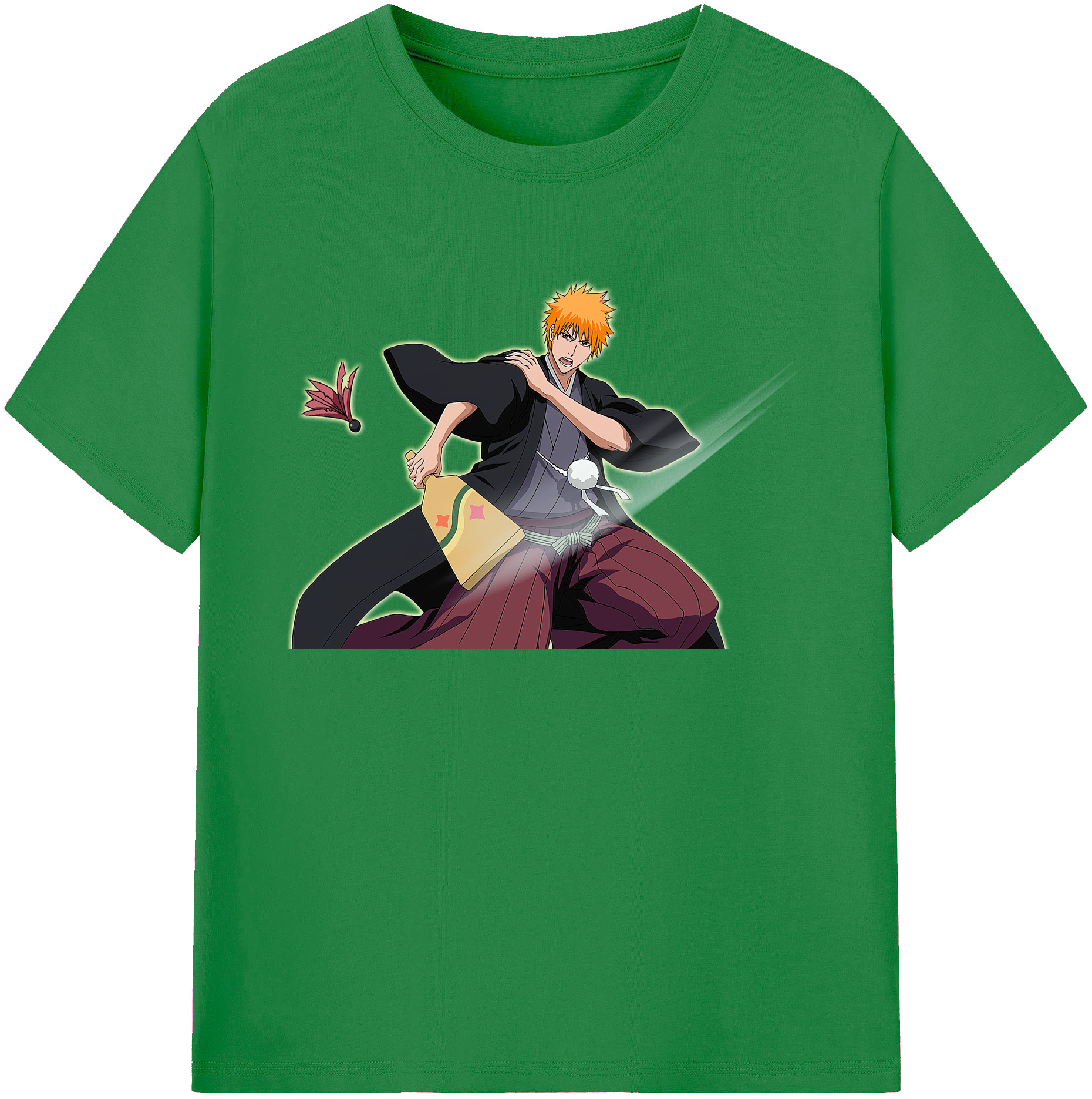 （画像用） ブリーチ 黒崎一護（くろさき いちご）BLEACH Kurosaki Ichigo 綿100％ メンズ半袖Tシャツ｜肌触りやわらか＆通気性