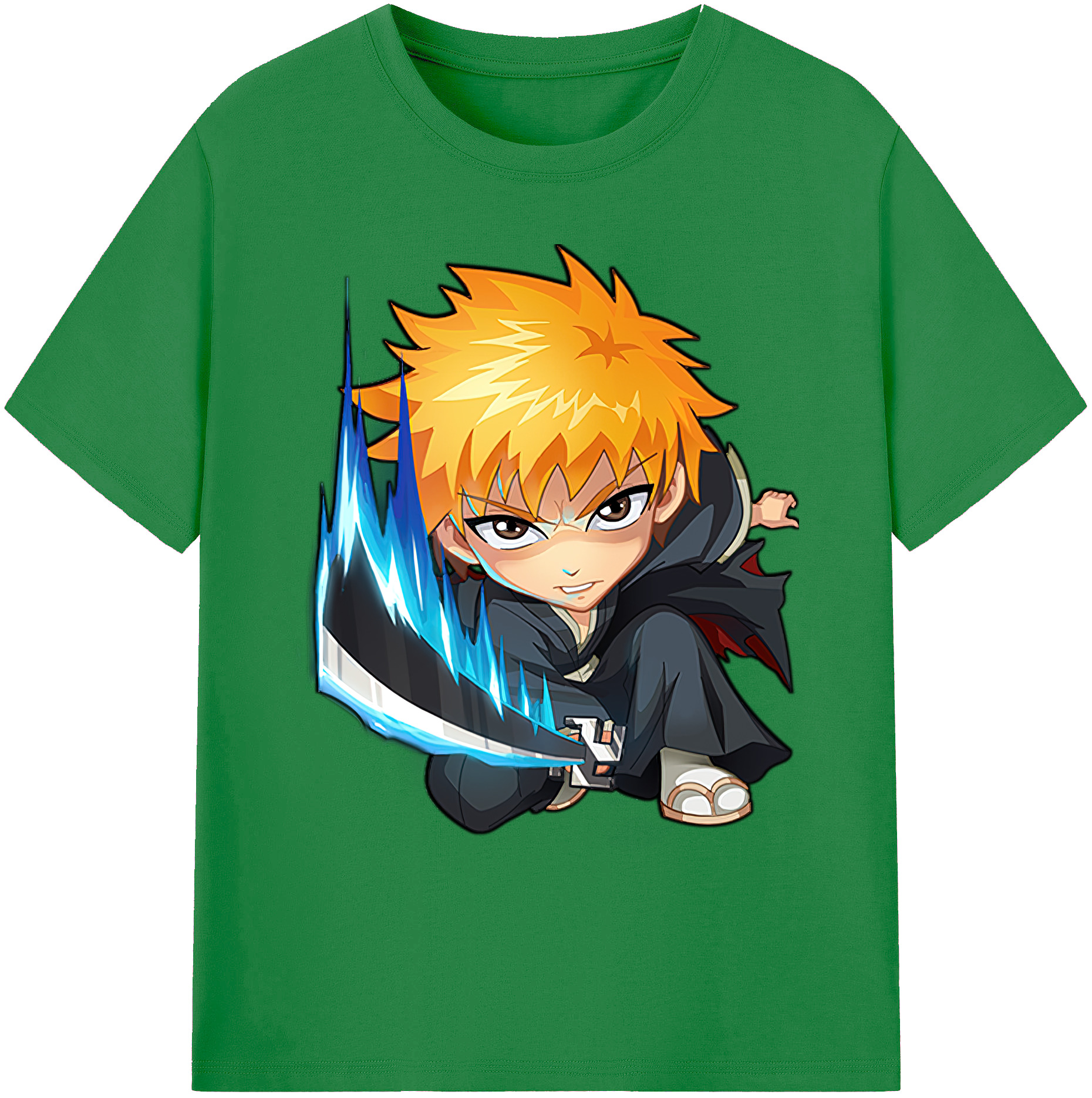 （画像用） ブリーチ 黒崎一護（くろさき いちご）BLEACH Kurosaki Ichigo 綿100％ メンズ半袖Tシャツ｜肌触りやわらか＆通気性