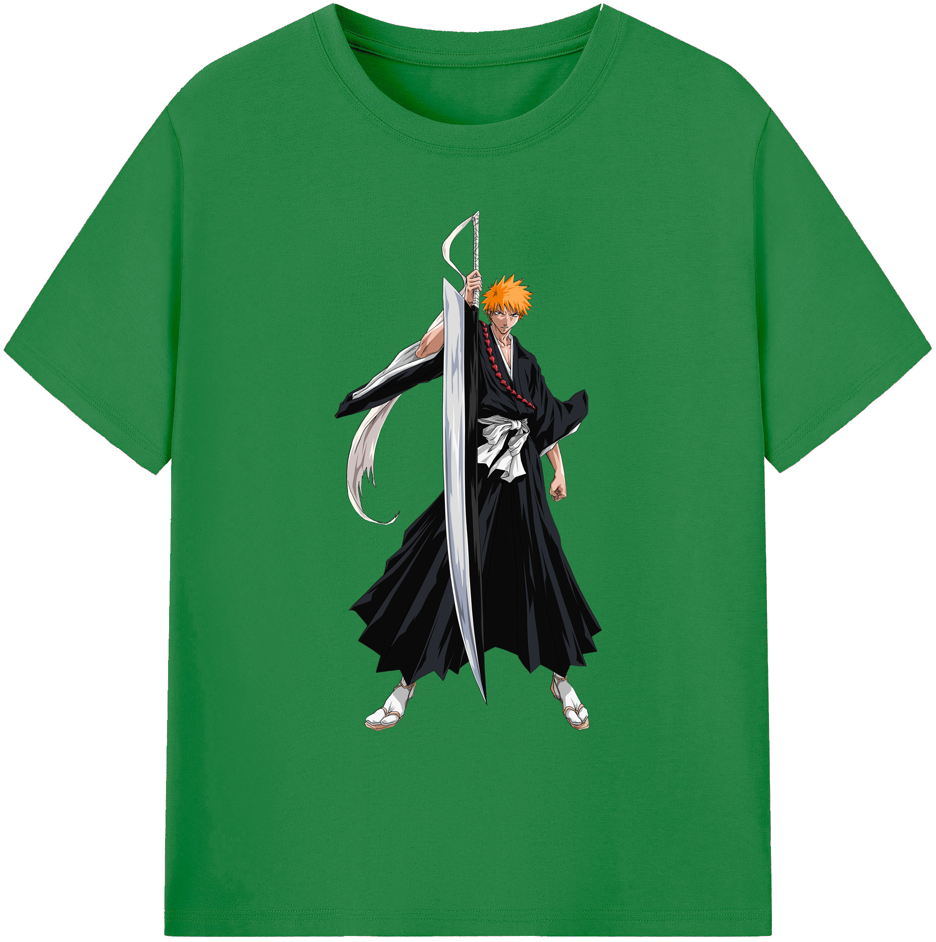 （画像用） ブリーチ 黒崎一護（くろさき いちご）BLEACH Kurosaki Ichigo 綿100％ メンズ半袖Tシャツ｜肌触りやわらか＆通気性