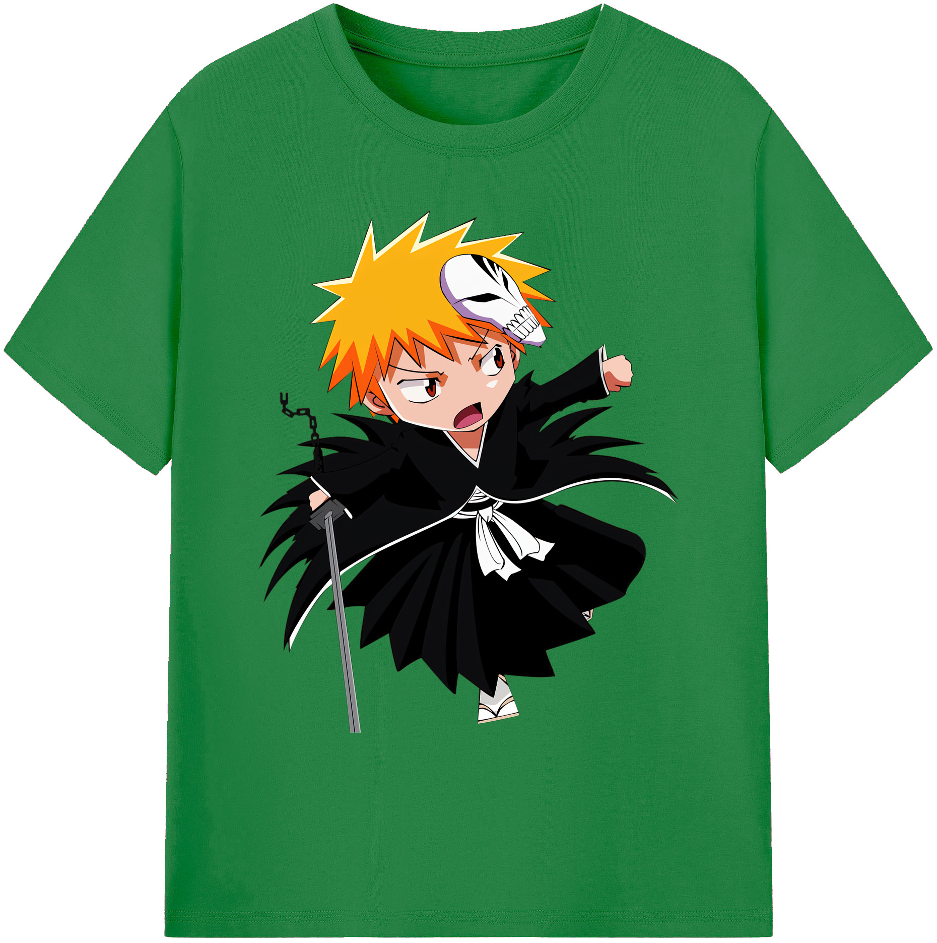 （画像用） ブリーチ 黒崎一護（くろさき いちご）BLEACH Kurosaki Ichigo 綿100％ メンズ半袖Tシャツ｜肌触りやわらか＆通気性