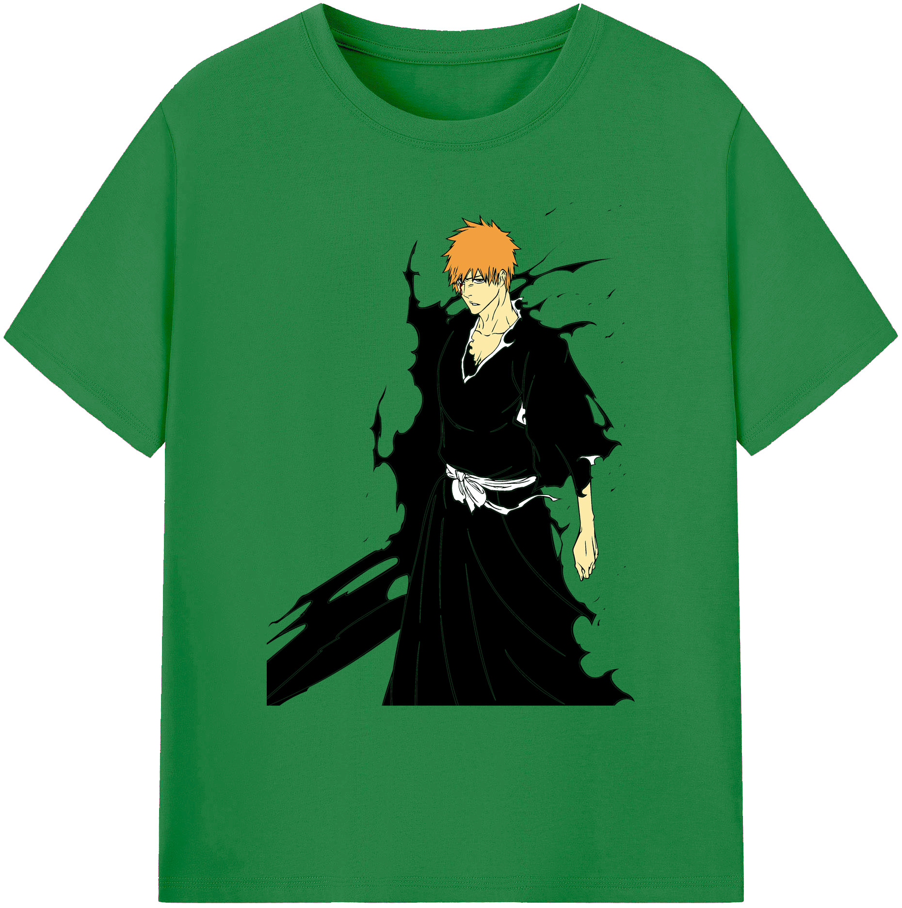 （画像用） ブリーチ 黒崎一護（くろさき いちご）BLEACH Kurosaki Ichigo 綿100％ メンズ半袖Tシャツ｜肌触りやわらか＆通気性