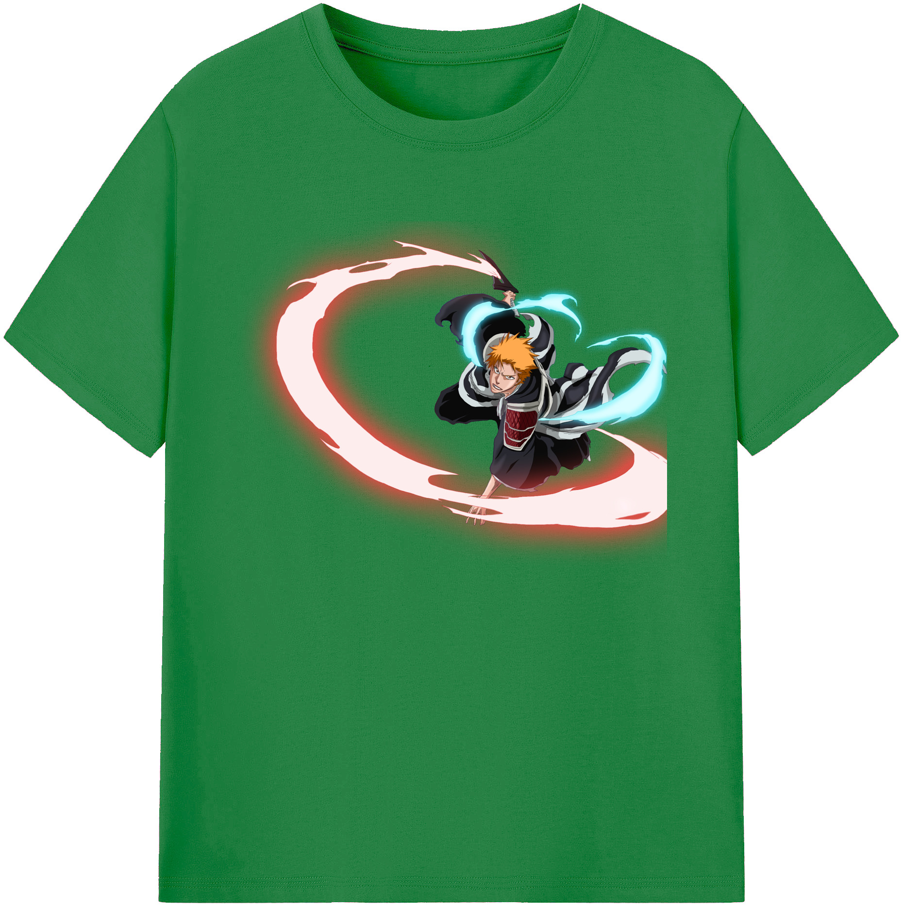 （画像用） ブリーチ 黒崎一護（くろさき いちご）BLEACH Kurosaki Ichigo 綿100％ メンズ半袖Tシャツ｜肌触りやわらか＆通気性