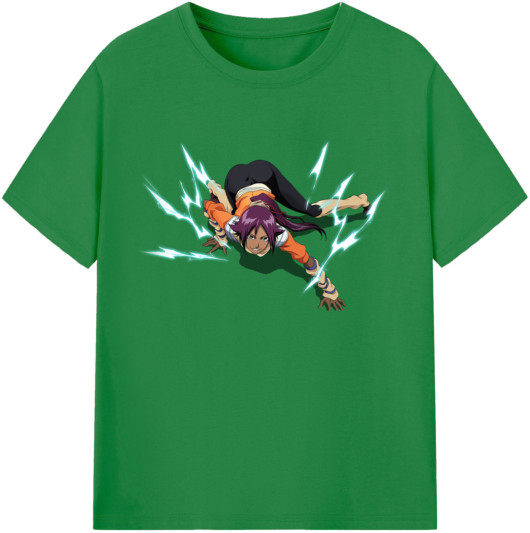 （画像用） ブリーチ 四楓院 夜一（しほういん よるいち） BLEACH Shihouin Yoruichi 綿100％ メンズ半袖Tシャツ｜肌触りやわらか＆通気性