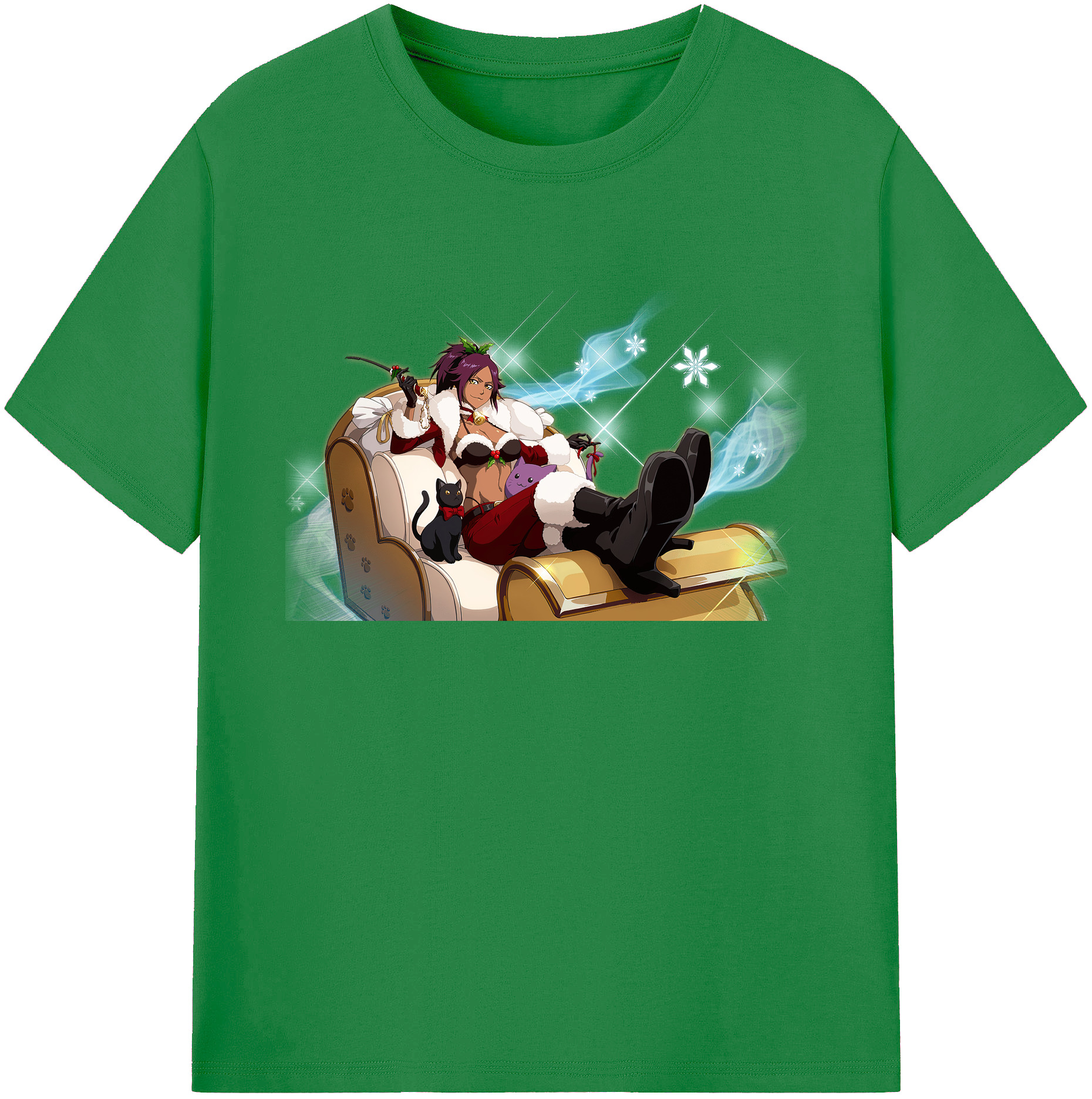 （画像用） ブリーチ 四楓院 夜一（しほういん よるいち） BLEACH Shihouin Yoruichi 綿100％ メンズ半袖Tシャツ｜肌触りやわらか＆通気性