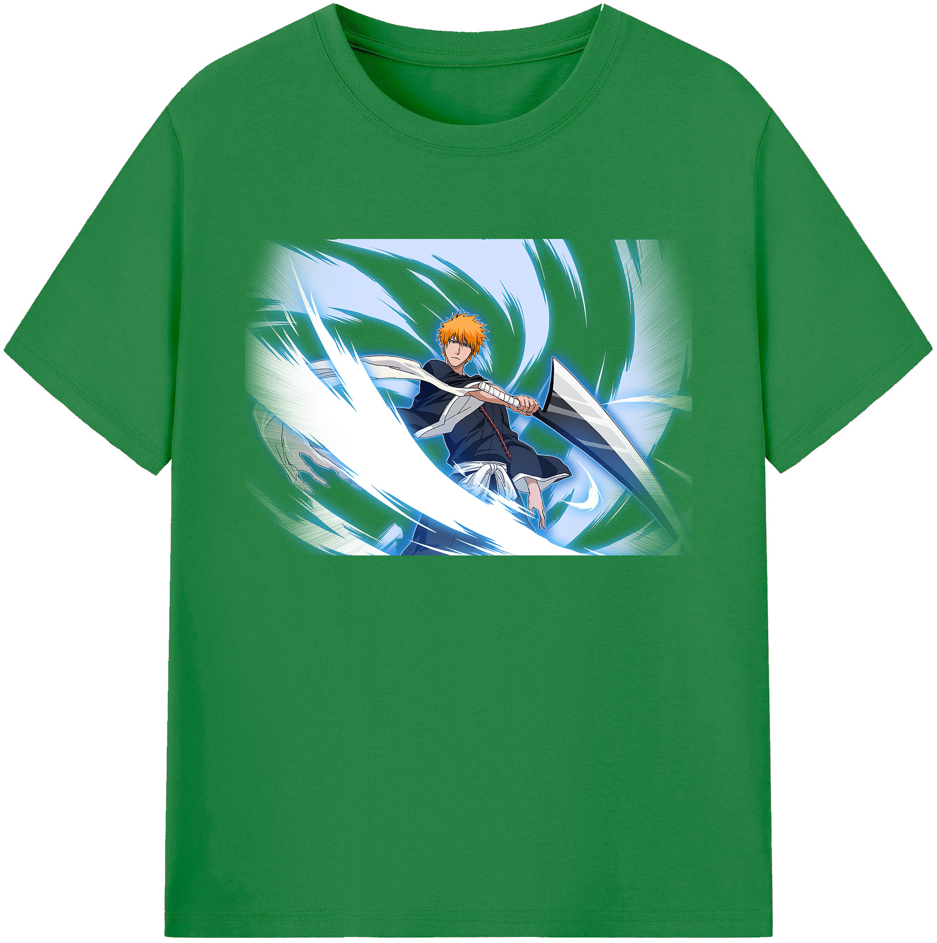 （画像用） ブリーチ 黒崎一護（くろさき いちご）BLEACH Kurosaki Ichigo 綿100％ メンズ半袖Tシャツ｜肌触りやわらか＆通気性