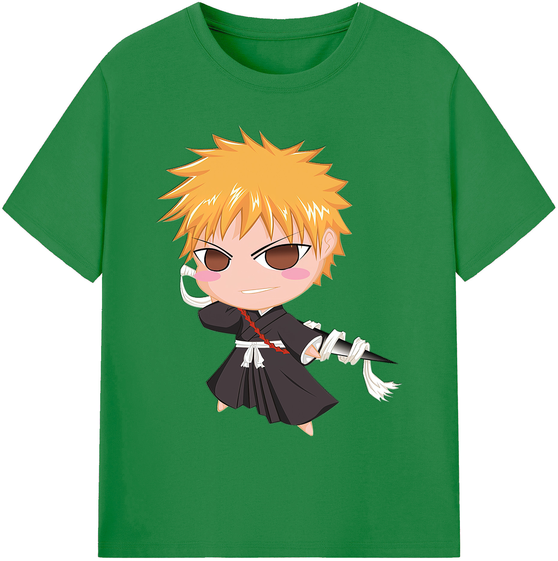 （画像用） ブリーチ 黒崎一護（くろさき いちご）BLEACH Kurosaki Ichigo 綿100％ メンズ半袖Tシャツ｜肌触りやわらか＆通気性