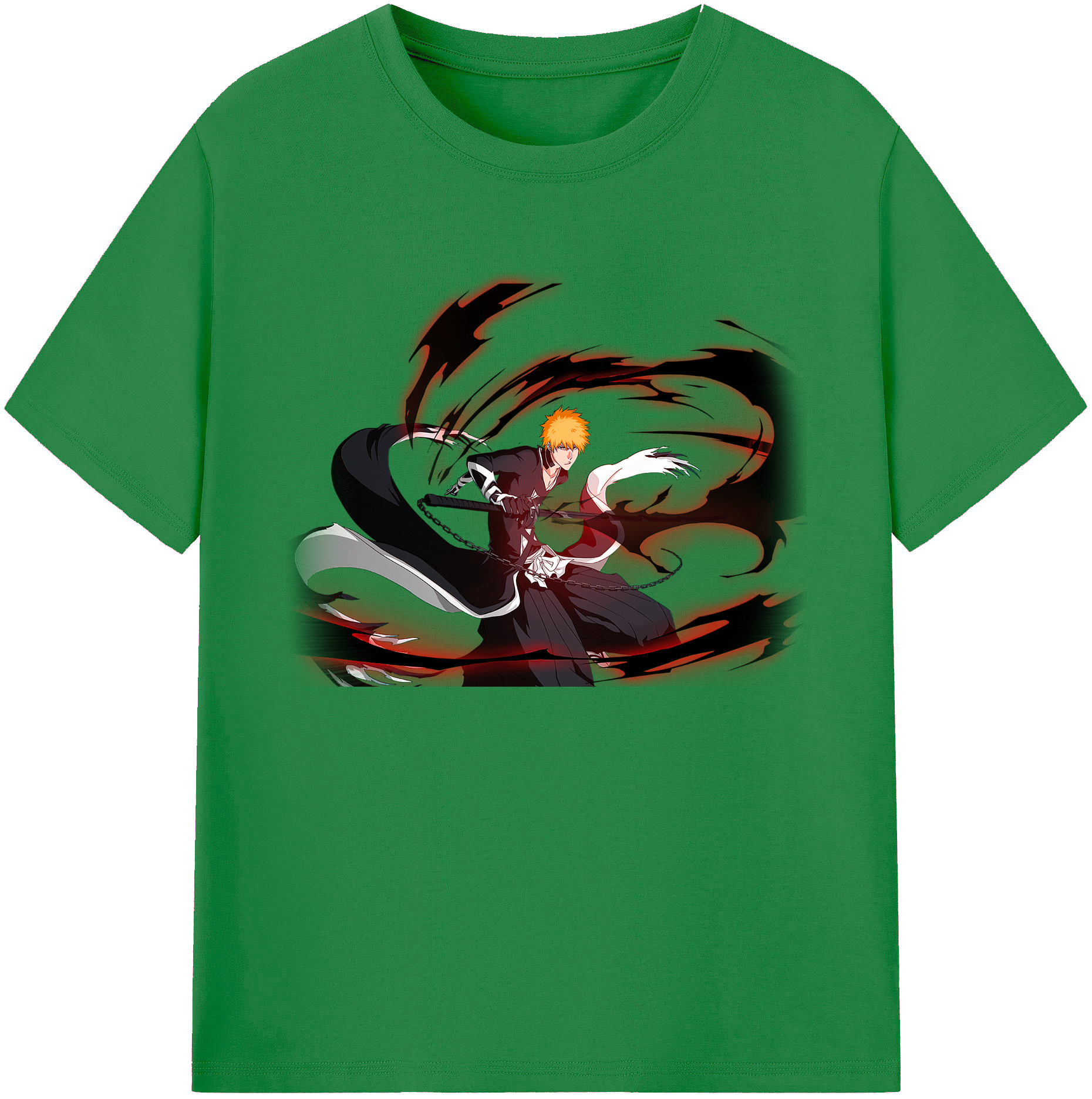 （画像用） ブリーチ 黒崎一護（くろさき いちご）BLEACH Kurosaki Ichigo 綿100％ メンズ半袖Tシャツ｜肌触りやわらか＆通気性