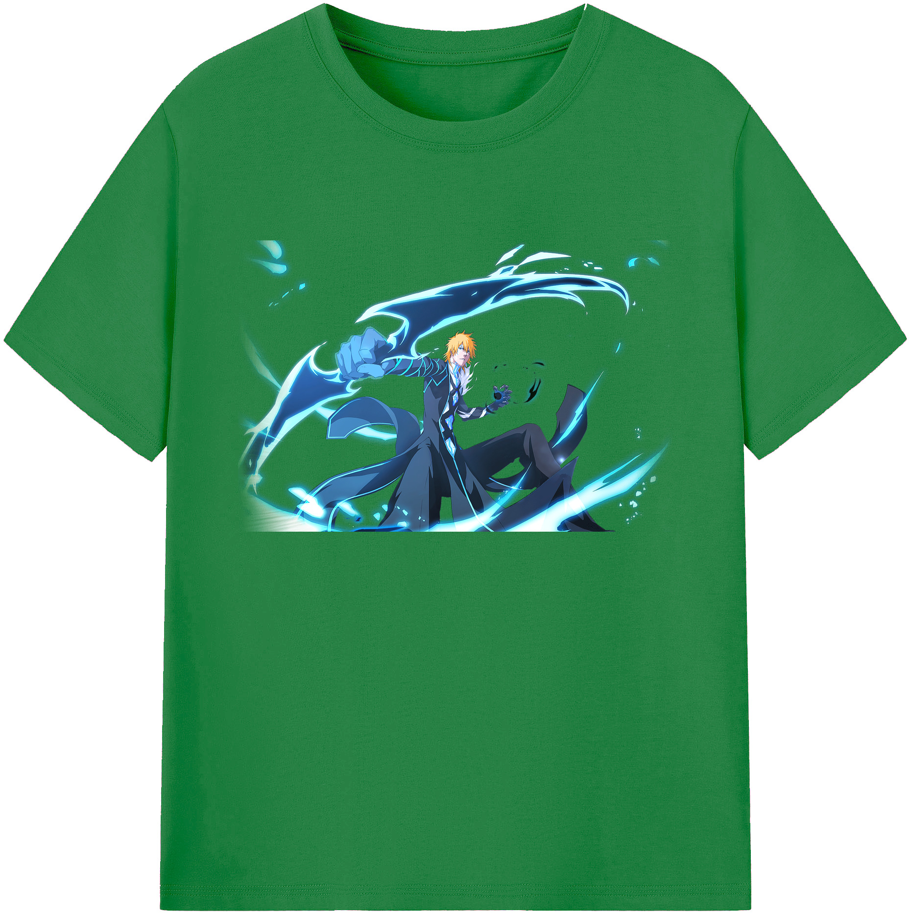 （画像用） ブリーチ 黒崎一護（くろさき いちご）BLEACH Kurosaki Ichigo 綿100％ メンズ半袖Tシャツ｜肌触りやわらか＆通気性