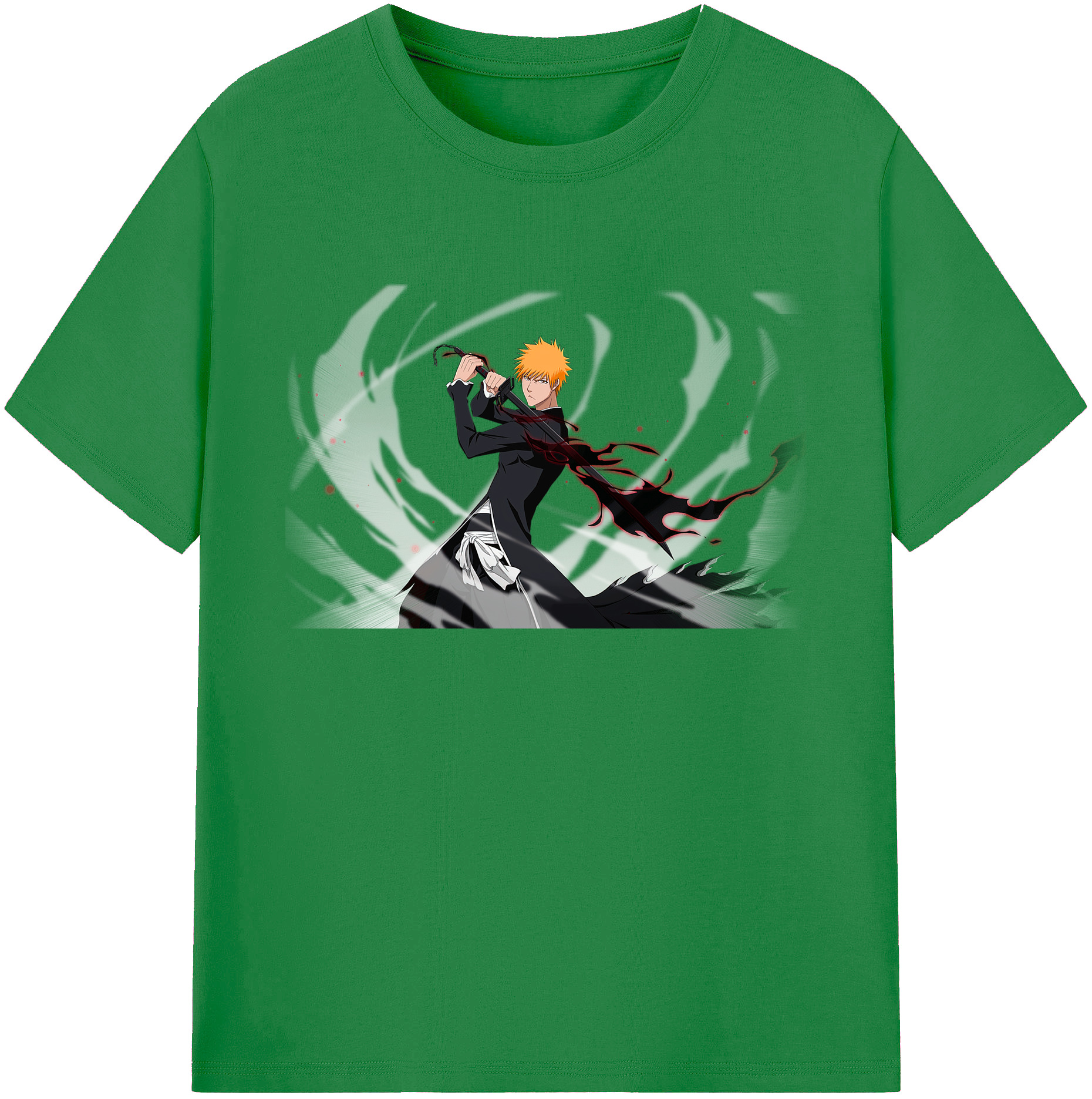 （画像用） ブリーチ 黒崎一護（くろさき いちご）BLEACH Kurosaki Ichigo 綿100％ メンズ半袖Tシャツ｜肌触りやわらか＆通気性
