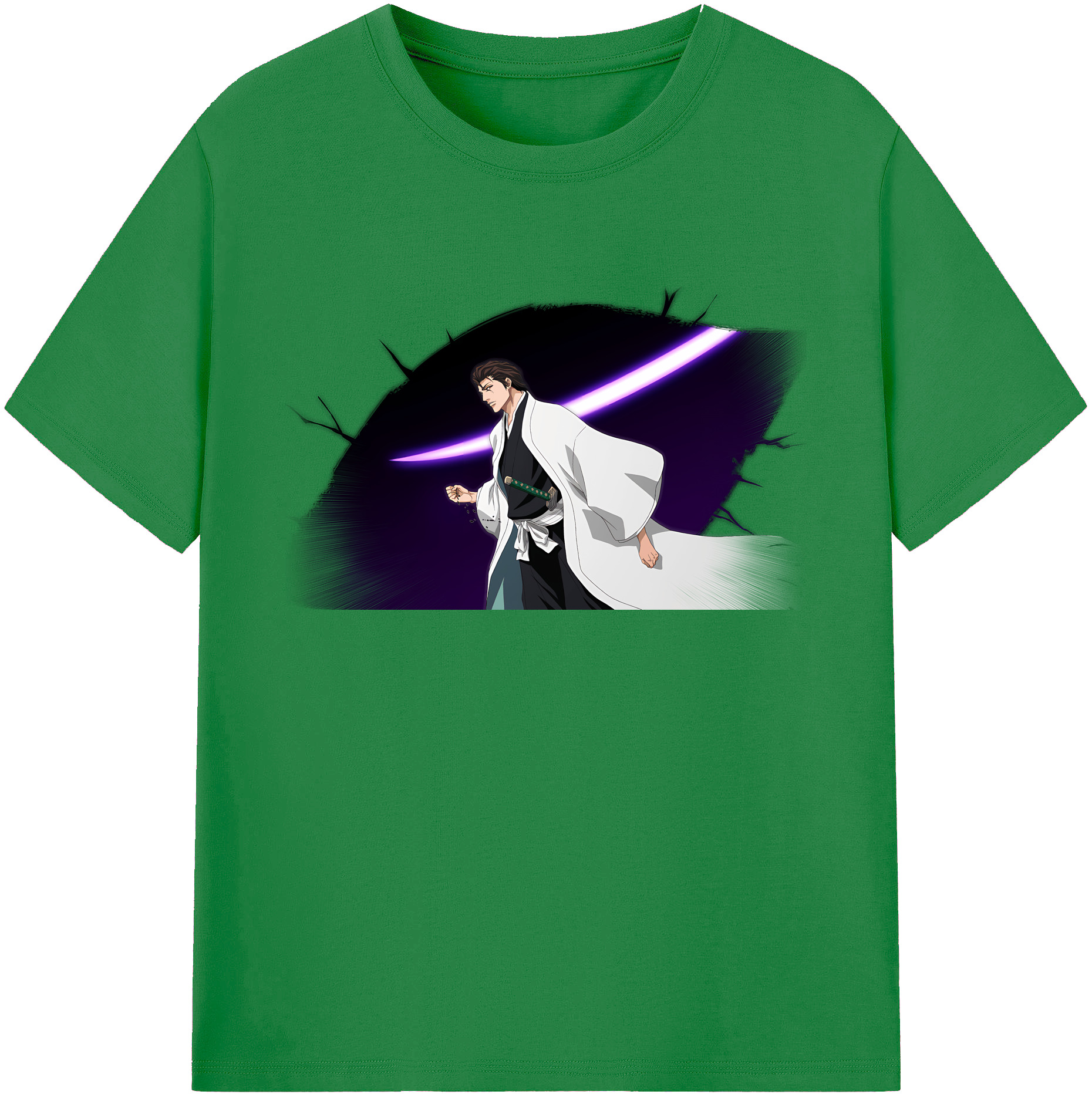 （画像用） ブリーチ 藍染 惣右介（あいぜん そうすけ） BLEACH Aizen Sousuke 綿100％ メンズ半袖Tシャツ｜肌触りやわらか＆通気性