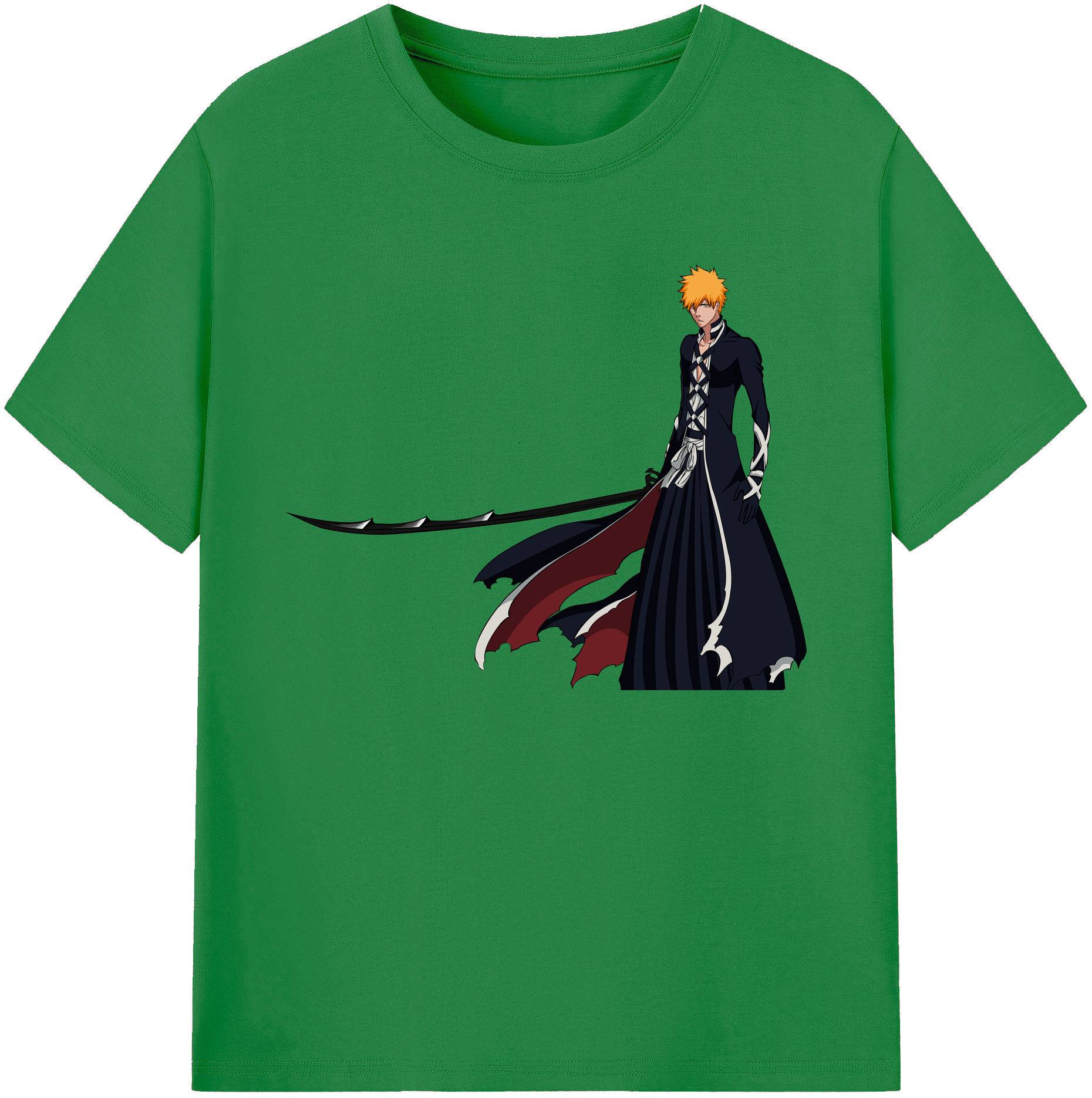 （画像用） ブリーチ 黒崎一護（くろさき いちご）BLEACH Kurosaki Ichigo 綿100％ メンズ半袖Tシャツ｜肌触りやわらか＆通気性