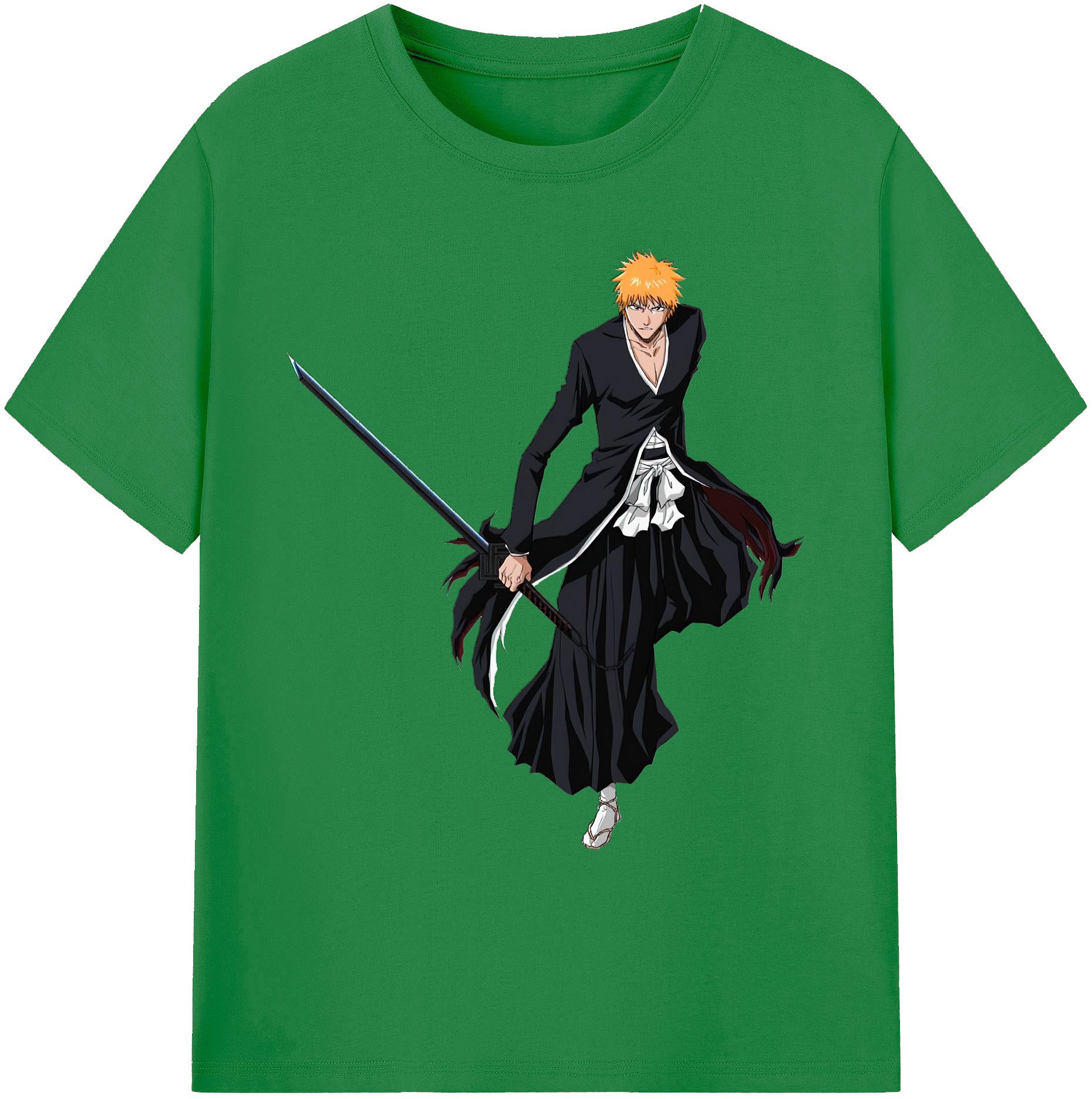 （画像用） ブリーチ 黒崎一護（くろさき いちご）BLEACH Kurosaki Ichigo 綿100％ メンズ半袖Tシャツ｜肌触りやわらか＆通気性