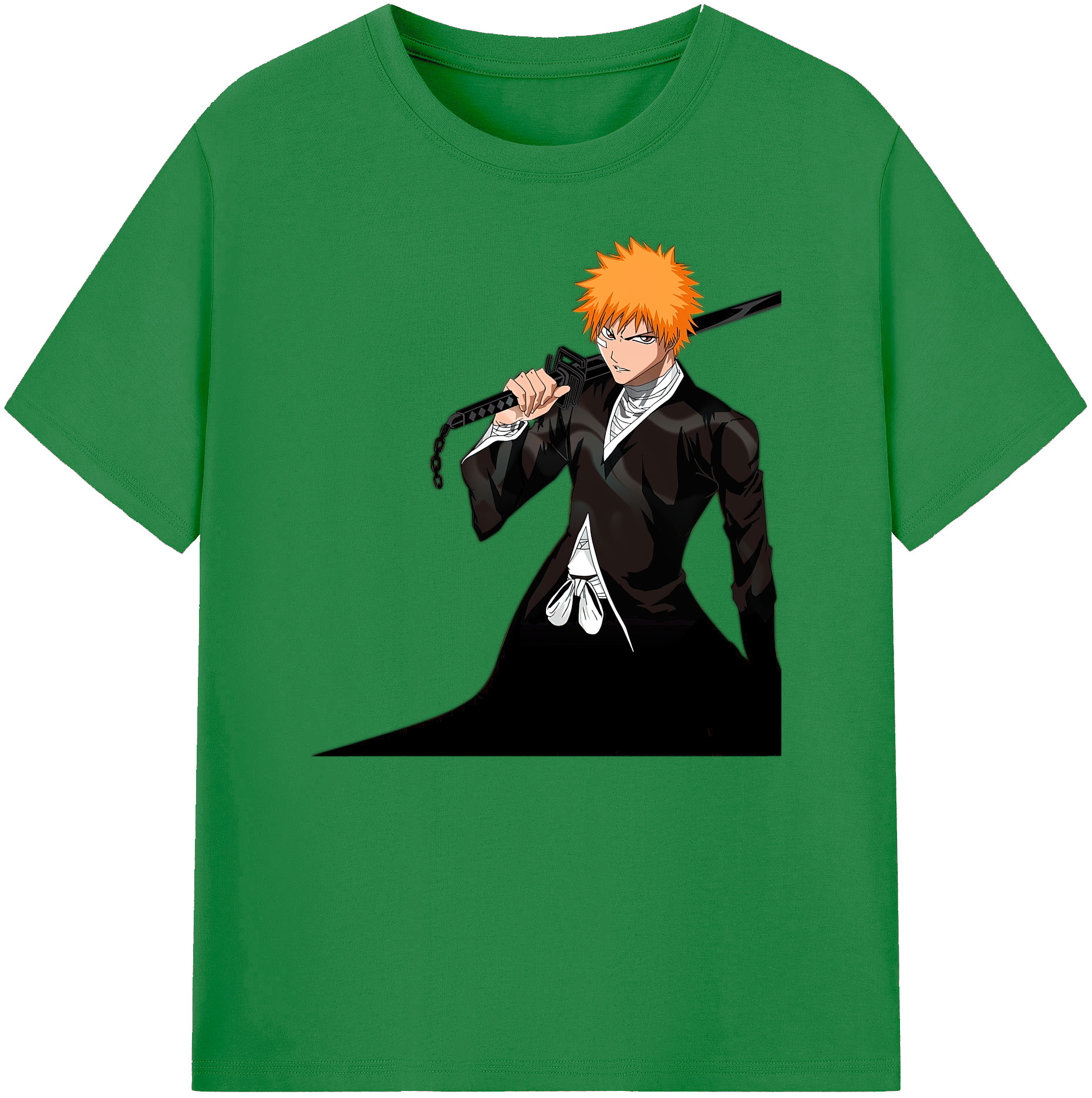 （画像用） ブリーチ 黒崎一護（くろさき いちご）BLEACH Kurosaki Ichigo 綿100％ メンズ半袖Tシャツ｜肌触りやわらか＆通気性
