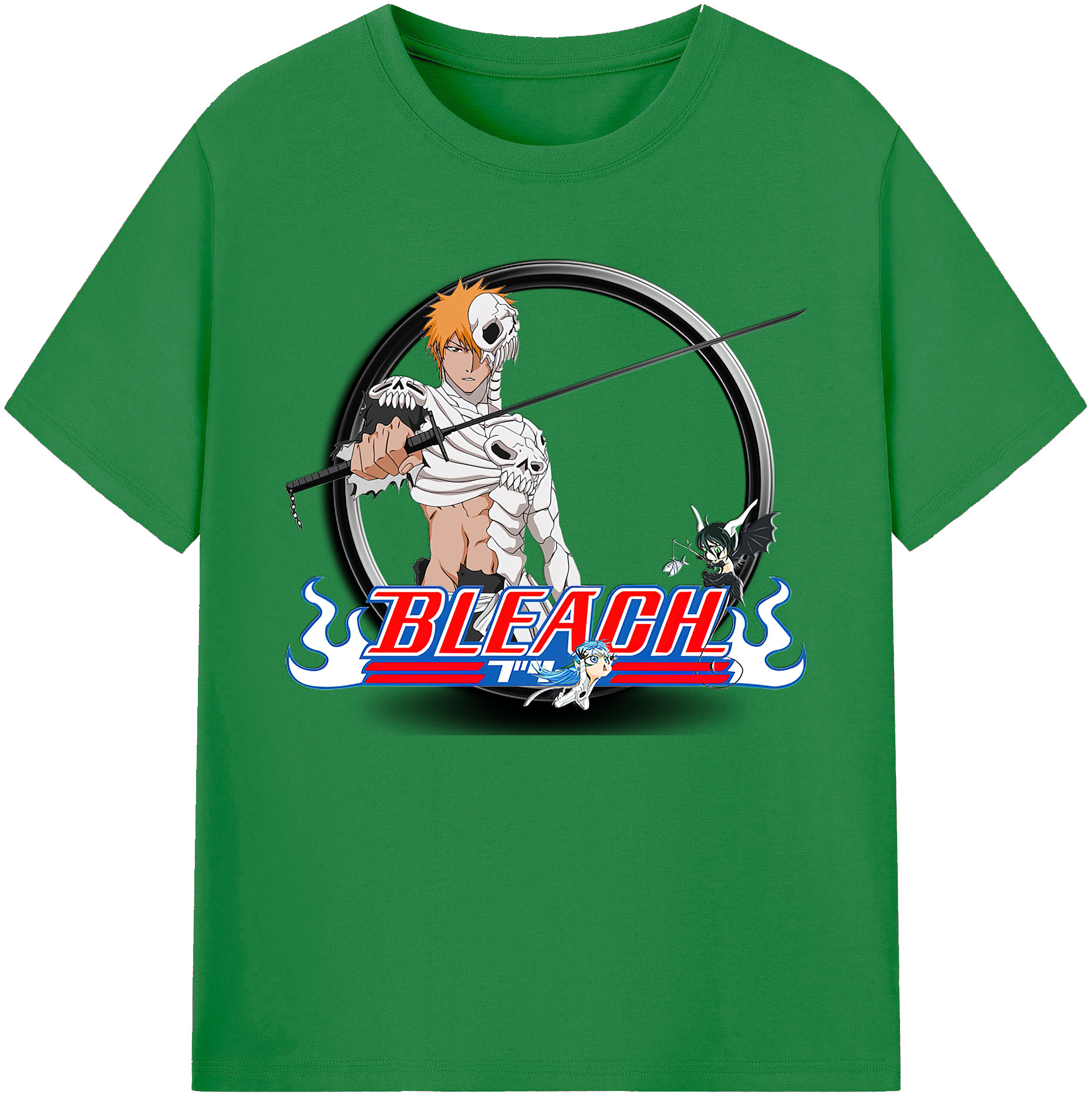 （画像用） ブリーチ 黒崎一護（くろさき いちご）BLEACH Kurosaki Ichigo 綿100％ メンズ半袖Tシャツ｜肌触りやわらか＆通気性