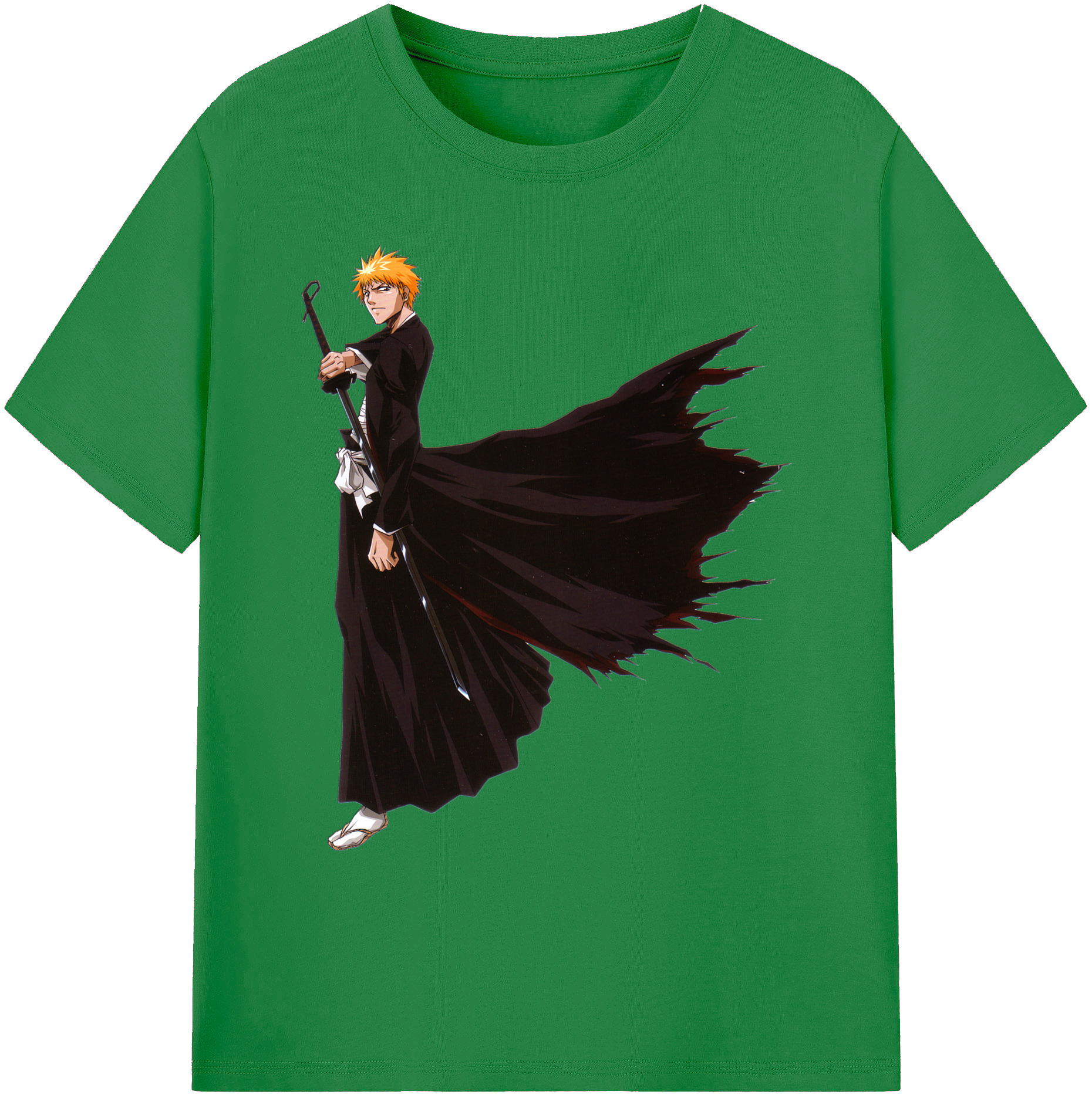 （画像用） ブリーチ 黒崎一護（くろさき いちご）BLEACH Kurosaki Ichigo 綿100％ メンズ半袖Tシャツ｜肌触りやわらか＆通気性