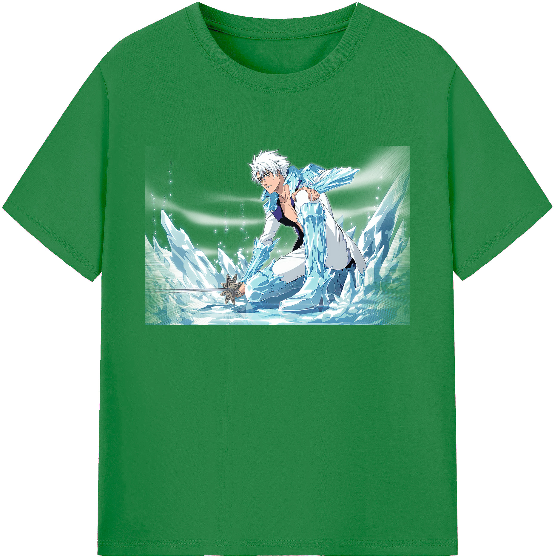（画像用） ブリーチ 日番谷冬獅郎（ひつがや とうしろう） BLEACH Hitsugaya Toushirou 綿100％ メンズ半袖Tシャツ｜肌触りやわらか＆通気性