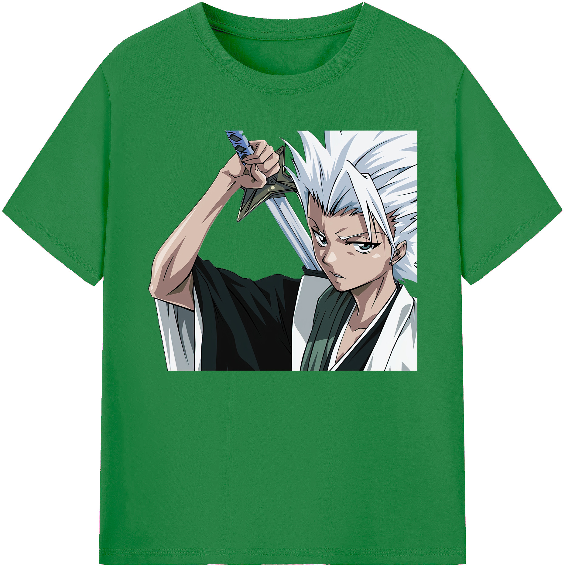 （画像用） ブリーチ 日番谷冬獅郎（ひつがや とうしろう） BLEACH Hitsugaya Toushirou 綿100％ メンズ半袖Tシャツ｜肌触りやわらか＆通気性