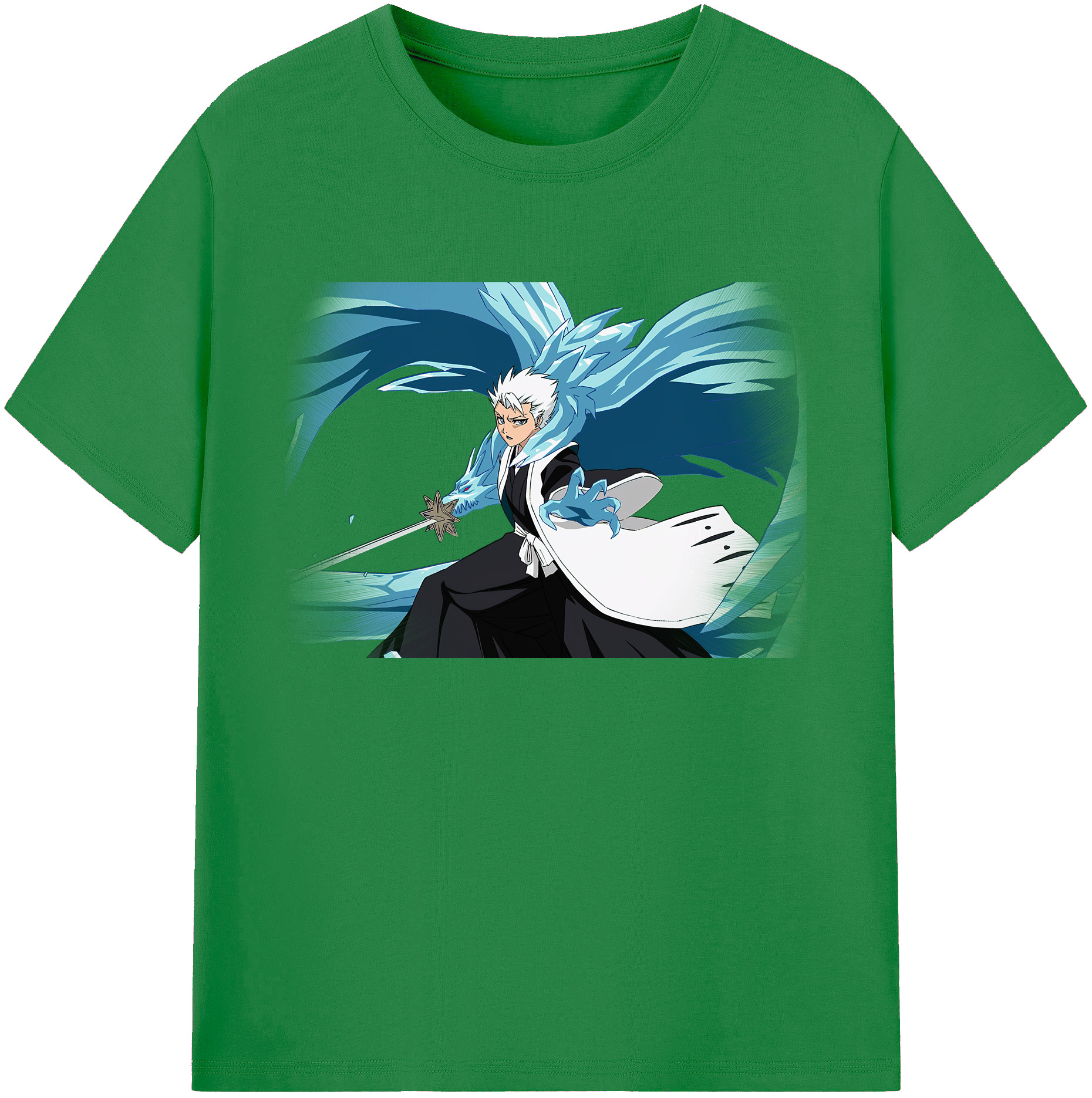 （画像用） ブリーチ 日番谷冬獅郎（ひつがや とうしろう） BLEACH Hitsugaya Toushirou 綿100％ メンズ半袖Tシャツ｜肌触りやわらか＆通気性