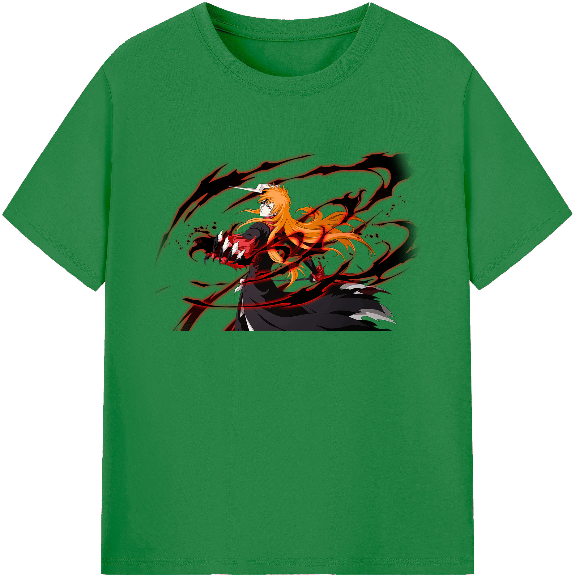 （画像用） ブリーチ 黒崎一護（くろさき いちご）BLEACH Kurosaki Ichigo 綿100％ メンズ半袖Tシャツ｜肌触りやわらか＆通気性