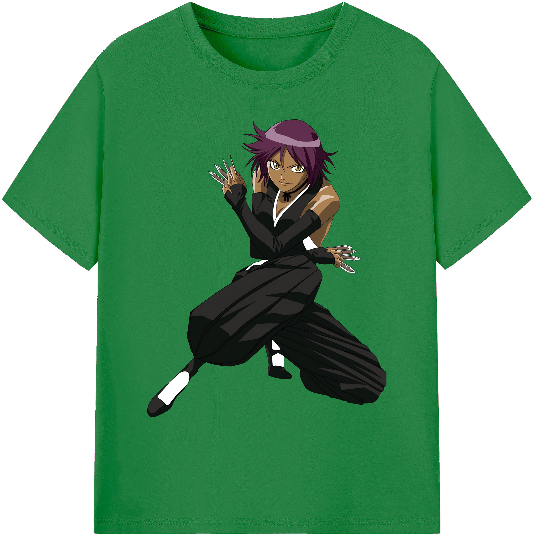 （画像用） ブリーチ 四楓院 夜一（しほういん よるいち） BLEACH Shihouin Yoruichi 綿100％ メンズ半袖Tシャツ｜肌触りやわらか＆通気性