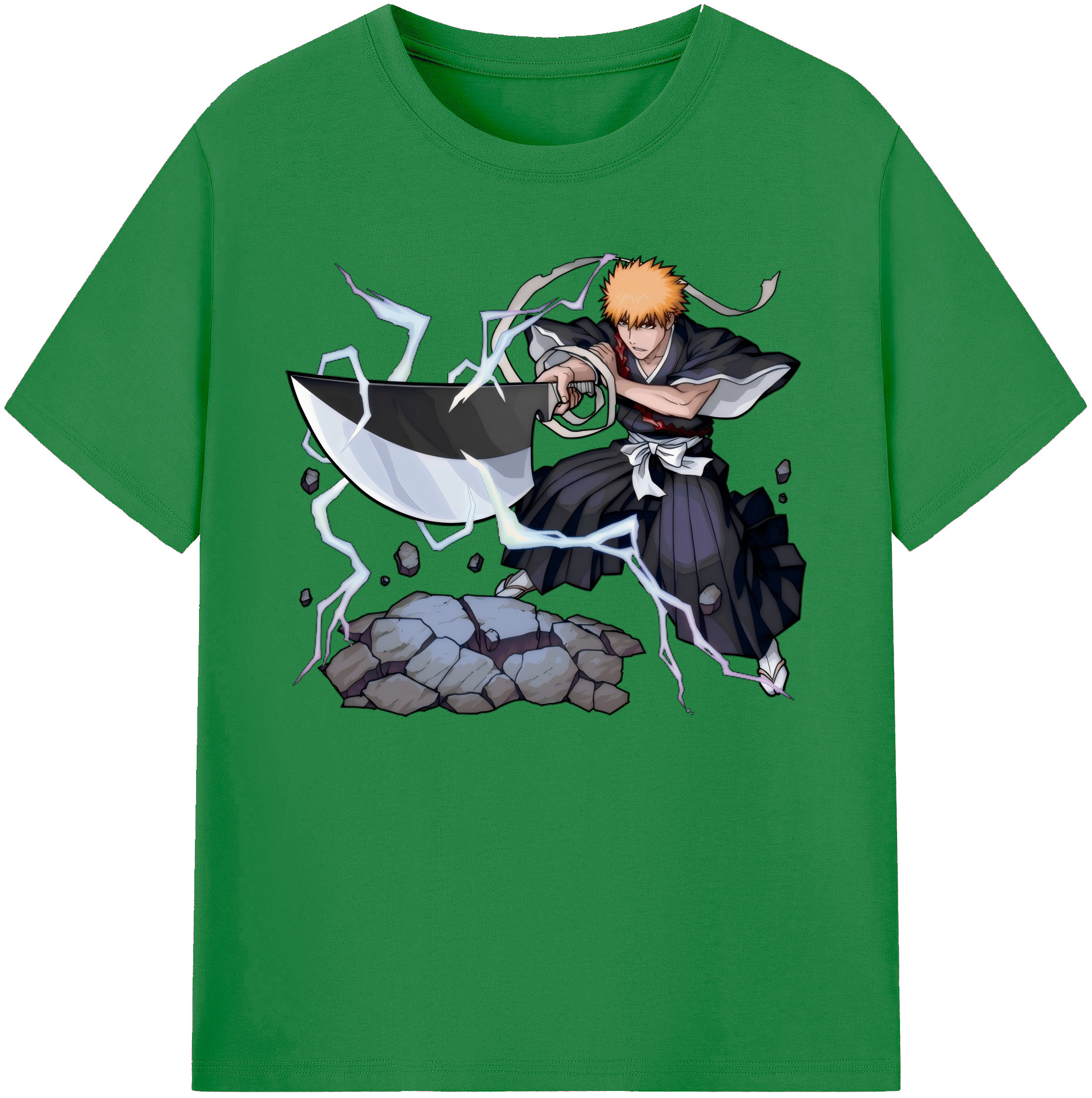 （画像用） ブリーチ 黒崎一護（くろさき いちご）BLEACH Kurosaki Ichigo 綿100％ メンズ半袖Tシャツ｜肌触りやわらか＆通気性